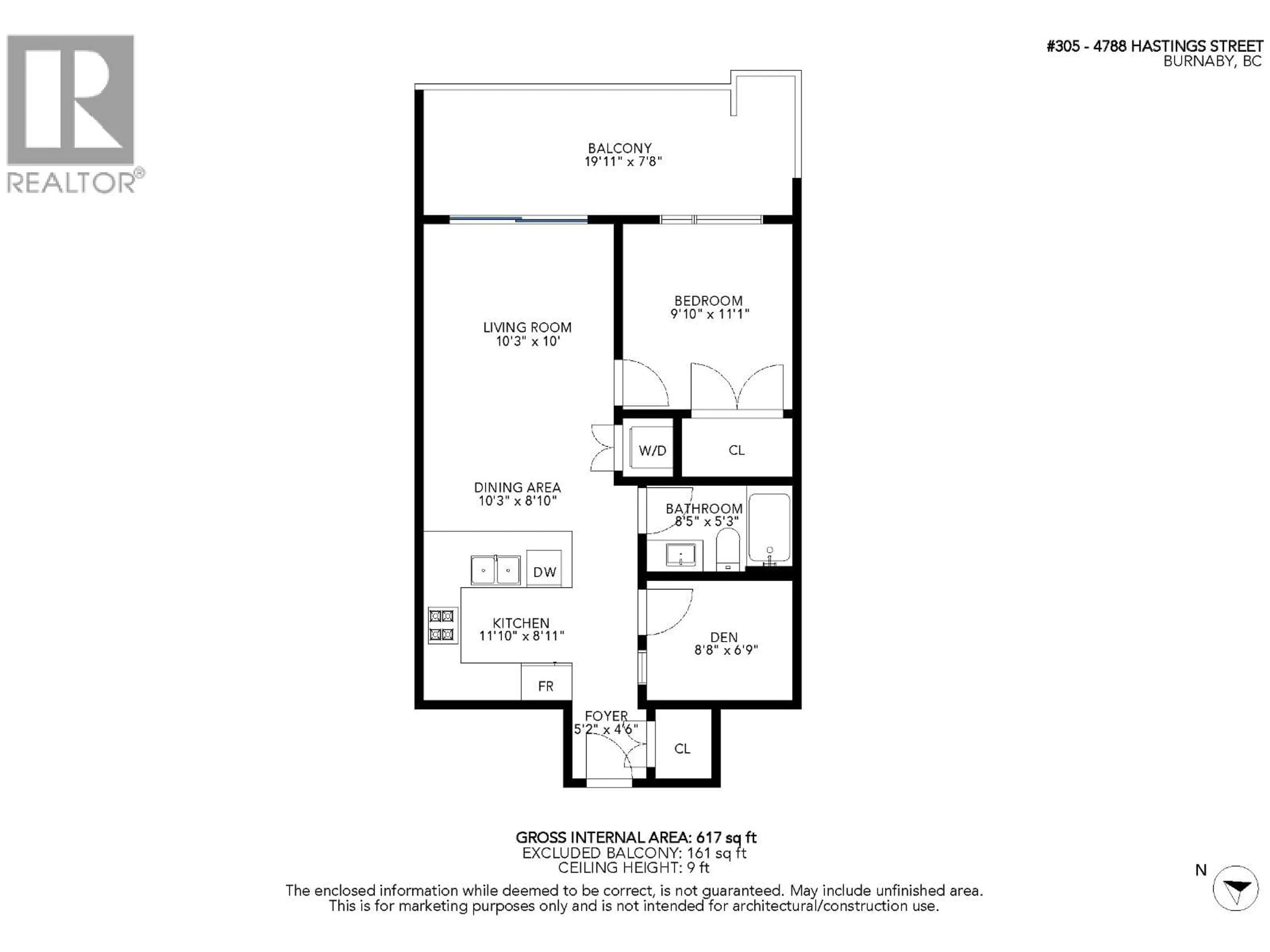 Floor plan for 305 - 4788 HASTINGS STREET, Burnaby British Columbia V5C0P4