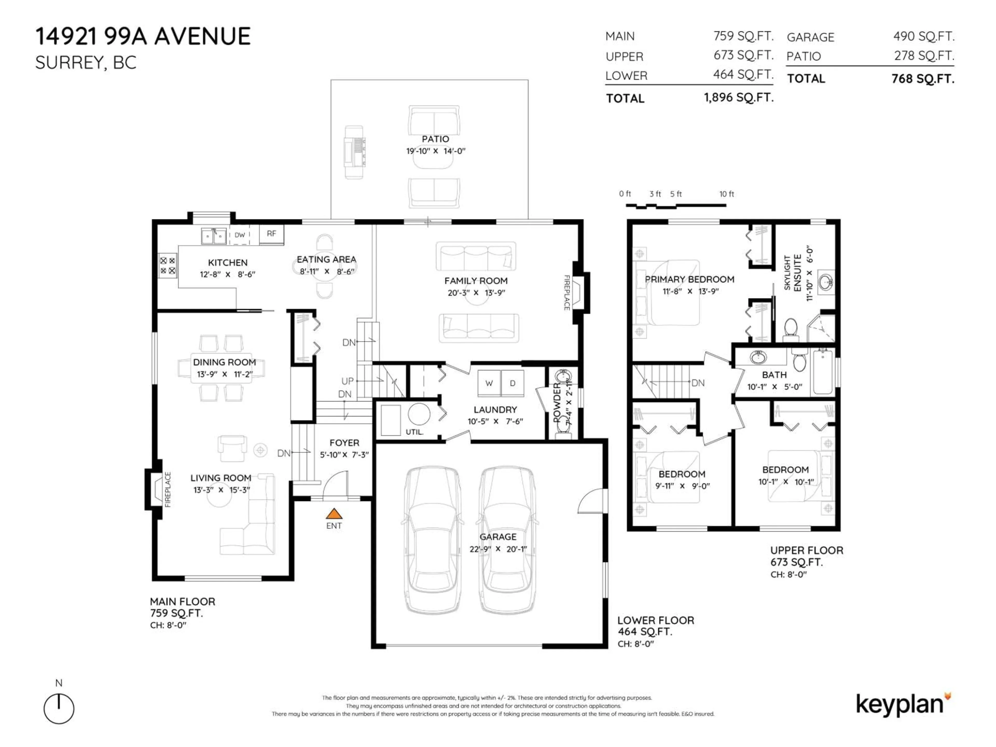 Floor plan for 14921 99A, Surrey British Columbia V3R7M9