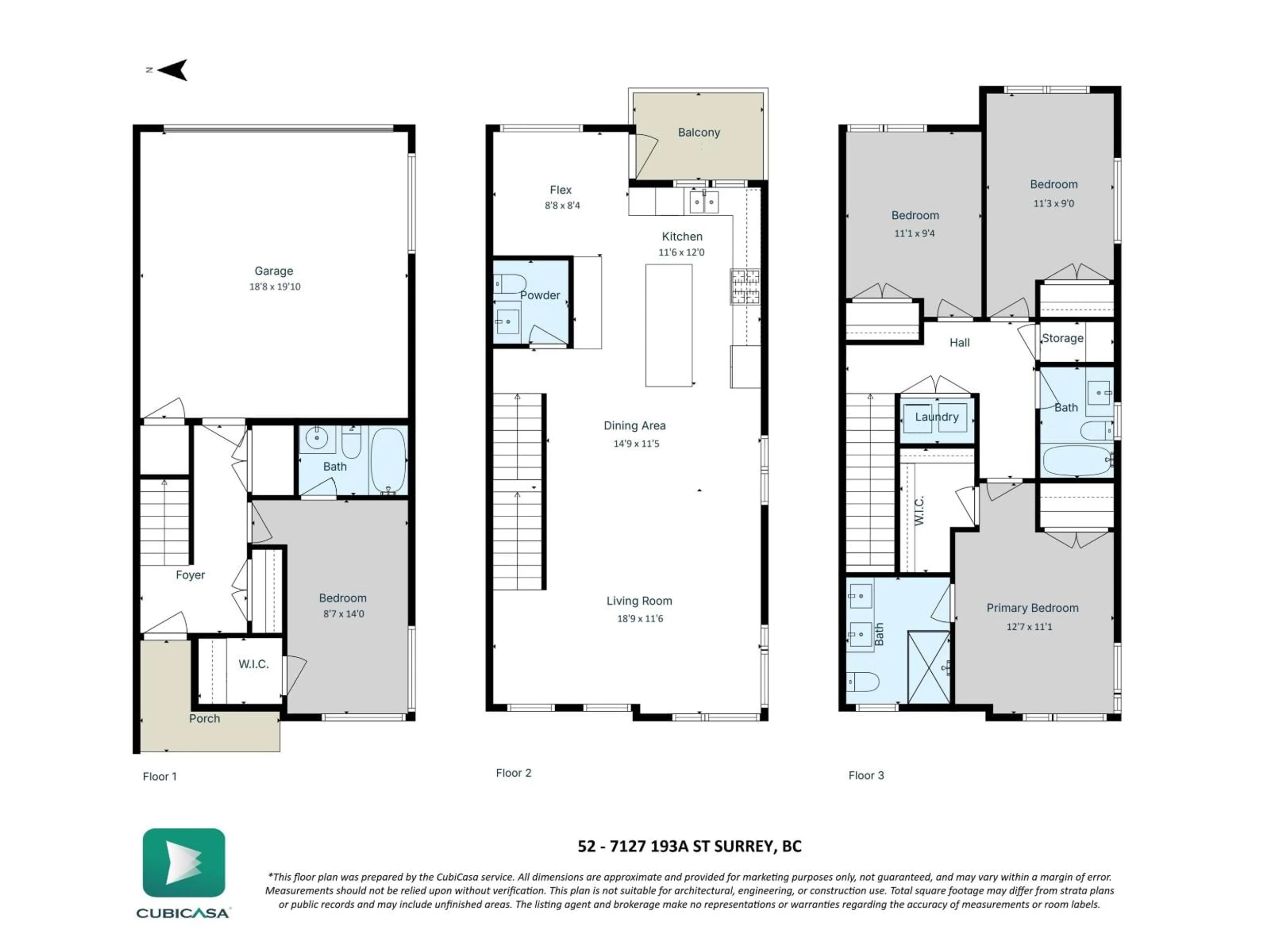 Floor plan for 52 - 7127 193A, Surrey British Columbia V4N6V9