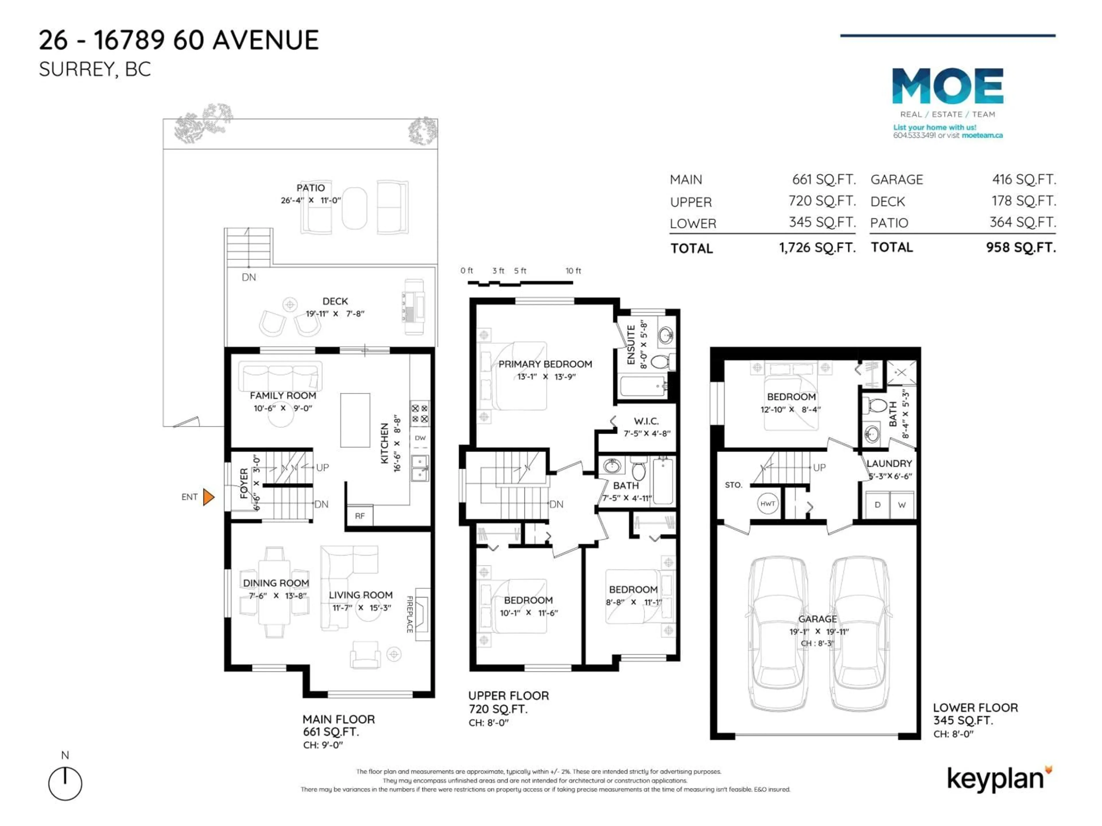 Floor plan for 26 - 16789 60, Surrey British Columbia V3S1S8