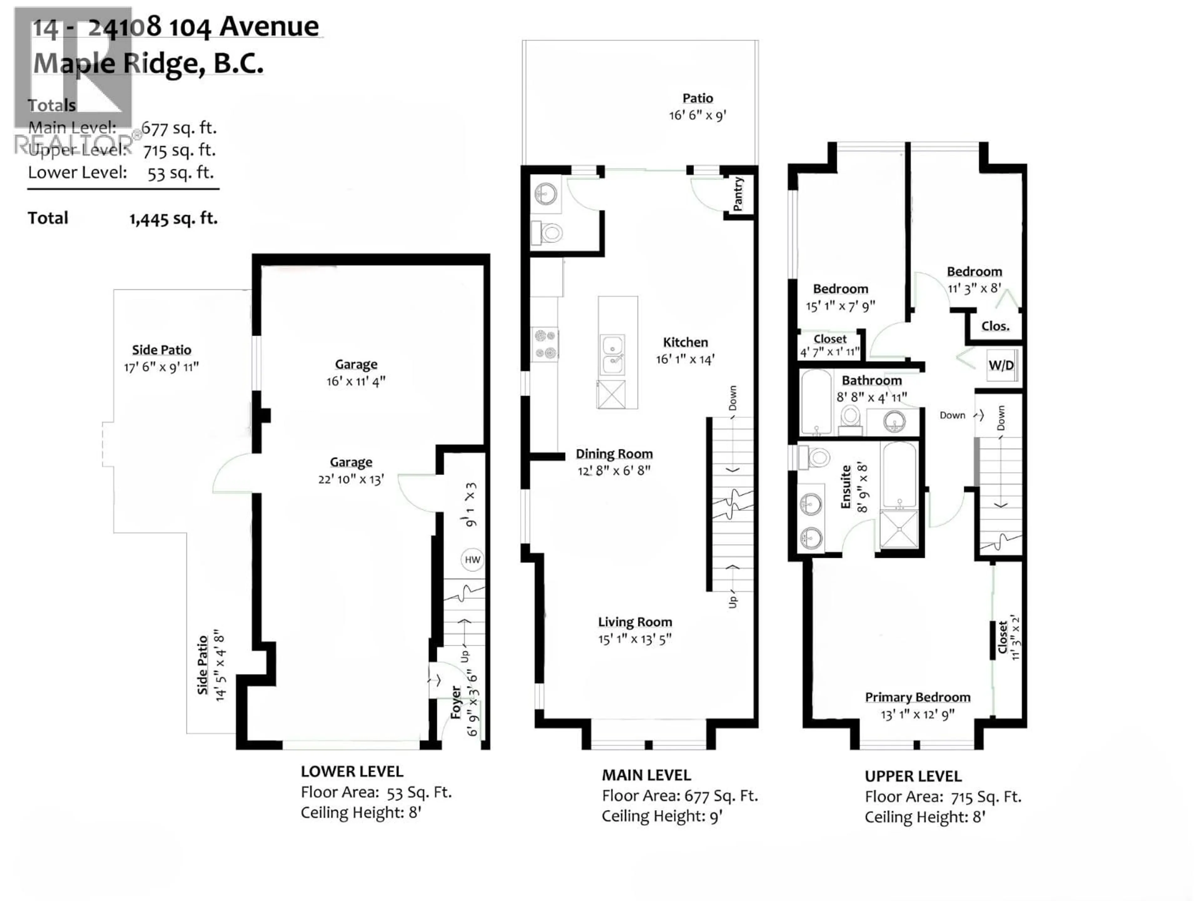 Floor plan for 14 - 24108 104 AVENUE, Maple Ridge British Columbia V2W0J5