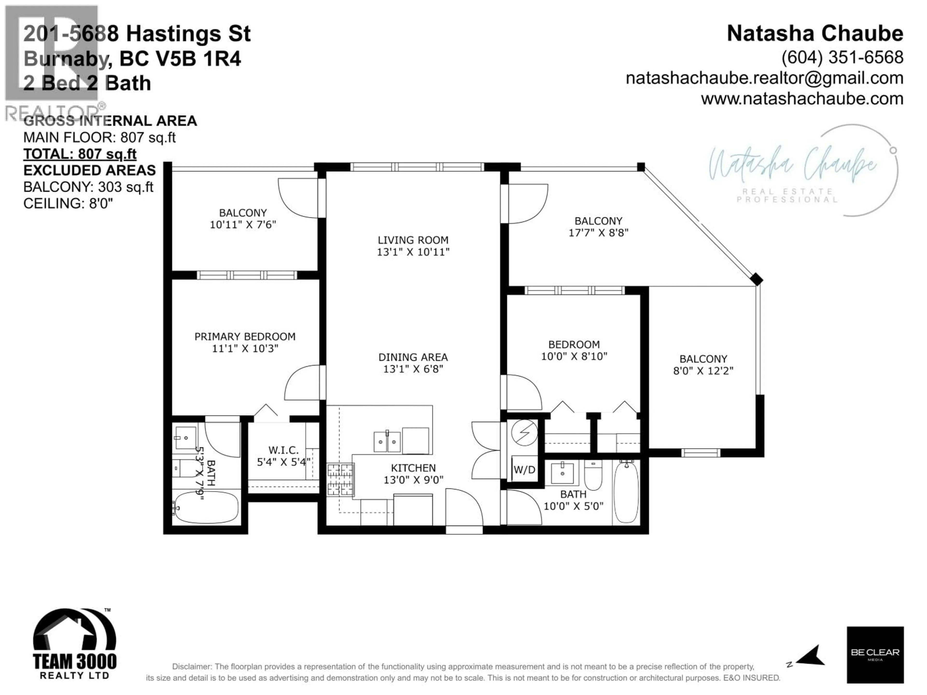 Floor plan for 201 - 5688 HASTINGS STREET, Burnaby British Columbia V5B1R4