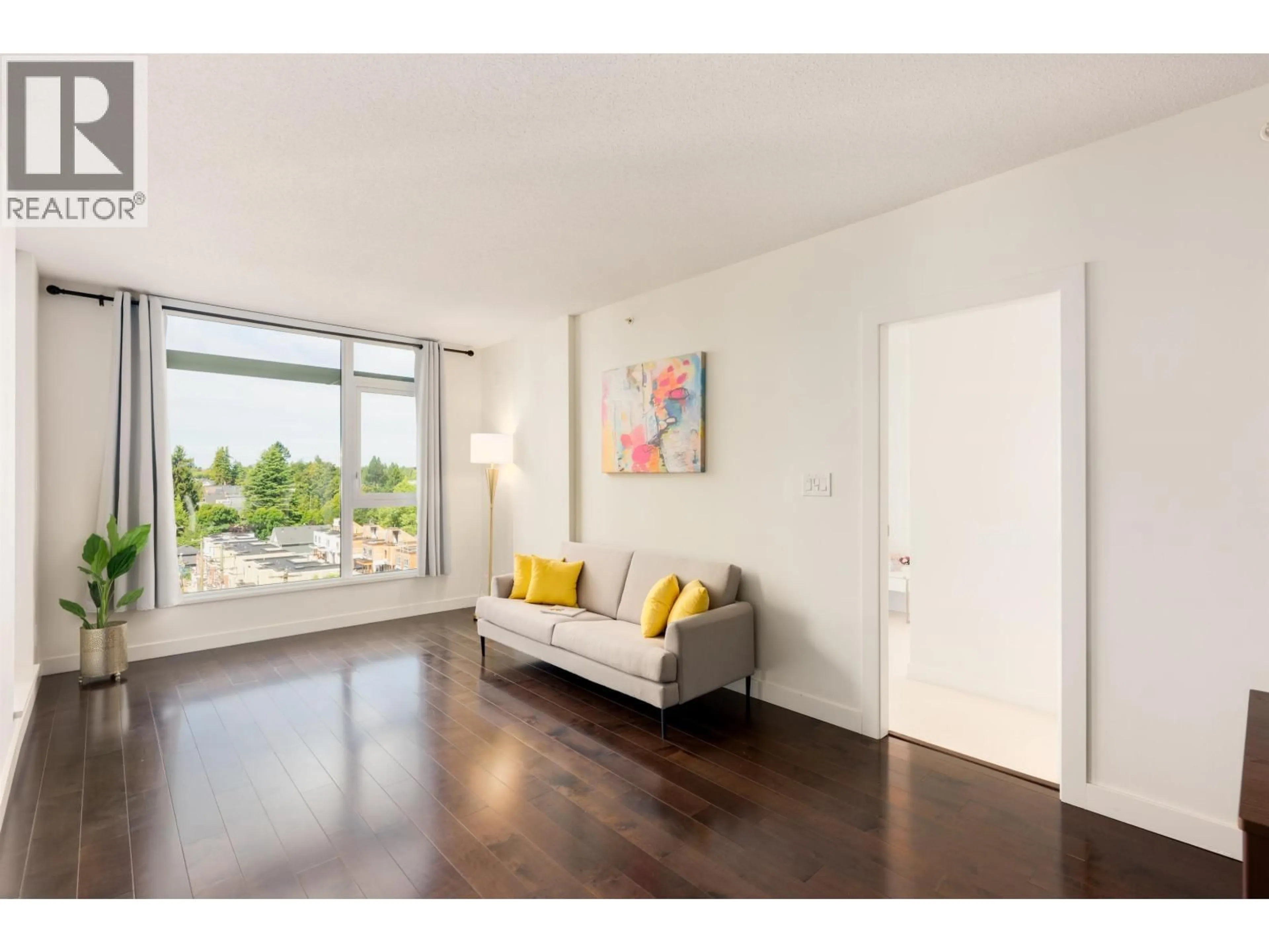 Living room with furniture, wood/laminate floor for 606 - 4083 CAMBIE STREET, Vancouver British Columbia V5Z0G9