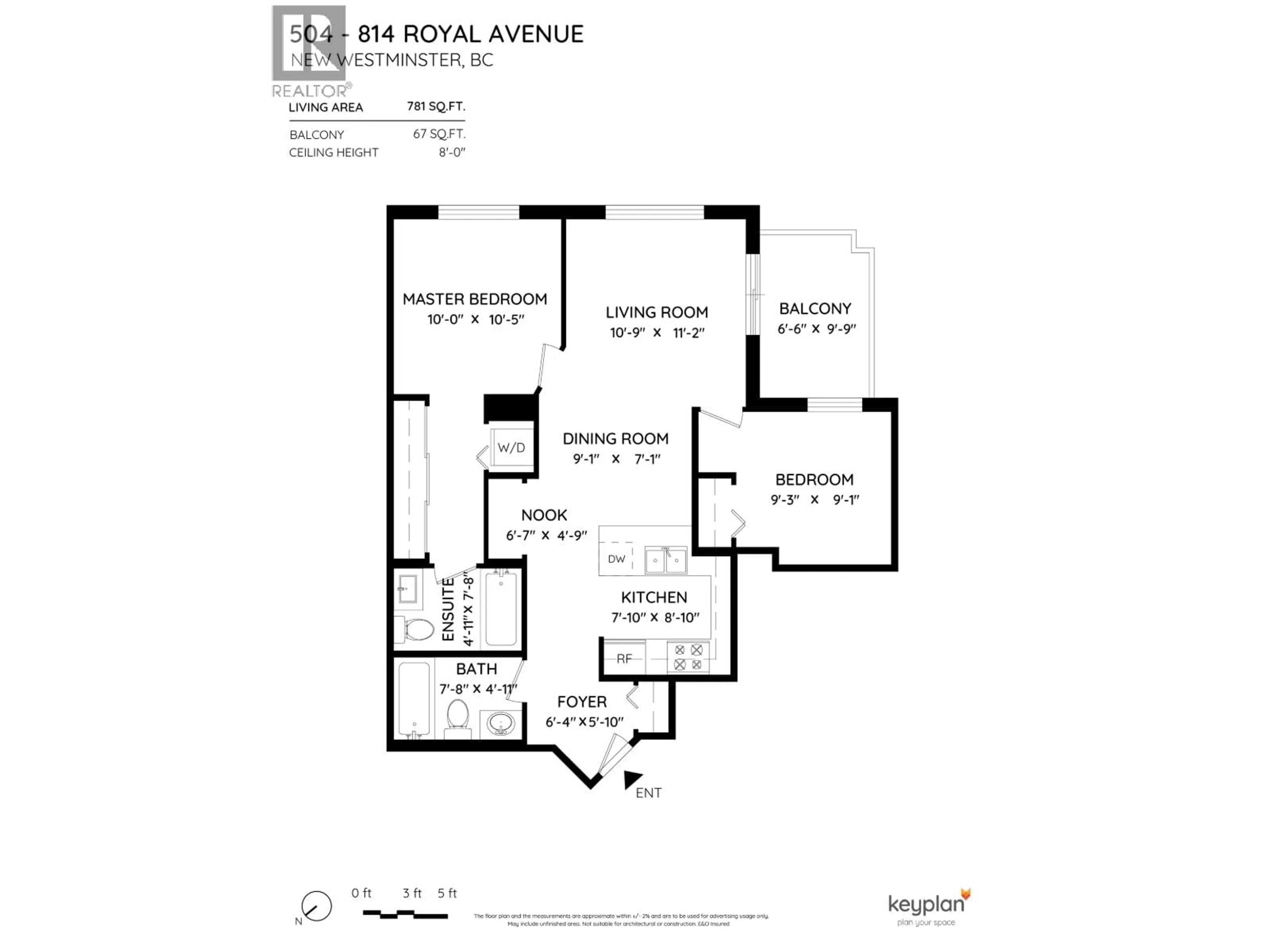 Floor plan for 504 - 814 ROYAL AVENUE, New Westminster British Columbia V3M1J9