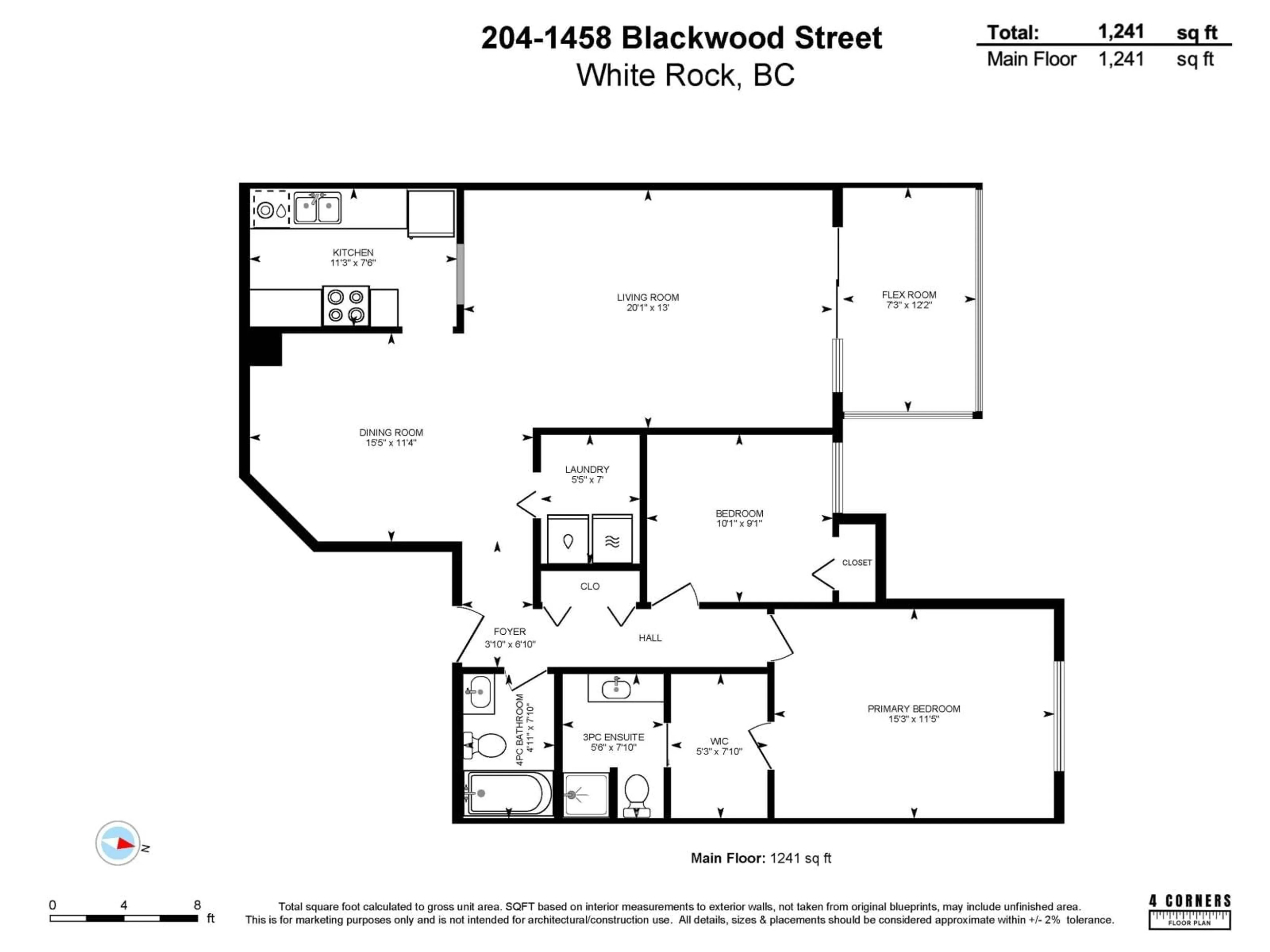 Floor plan for 204 - 1458 BLACKWOOD, White Rock British Columbia V4B3V4