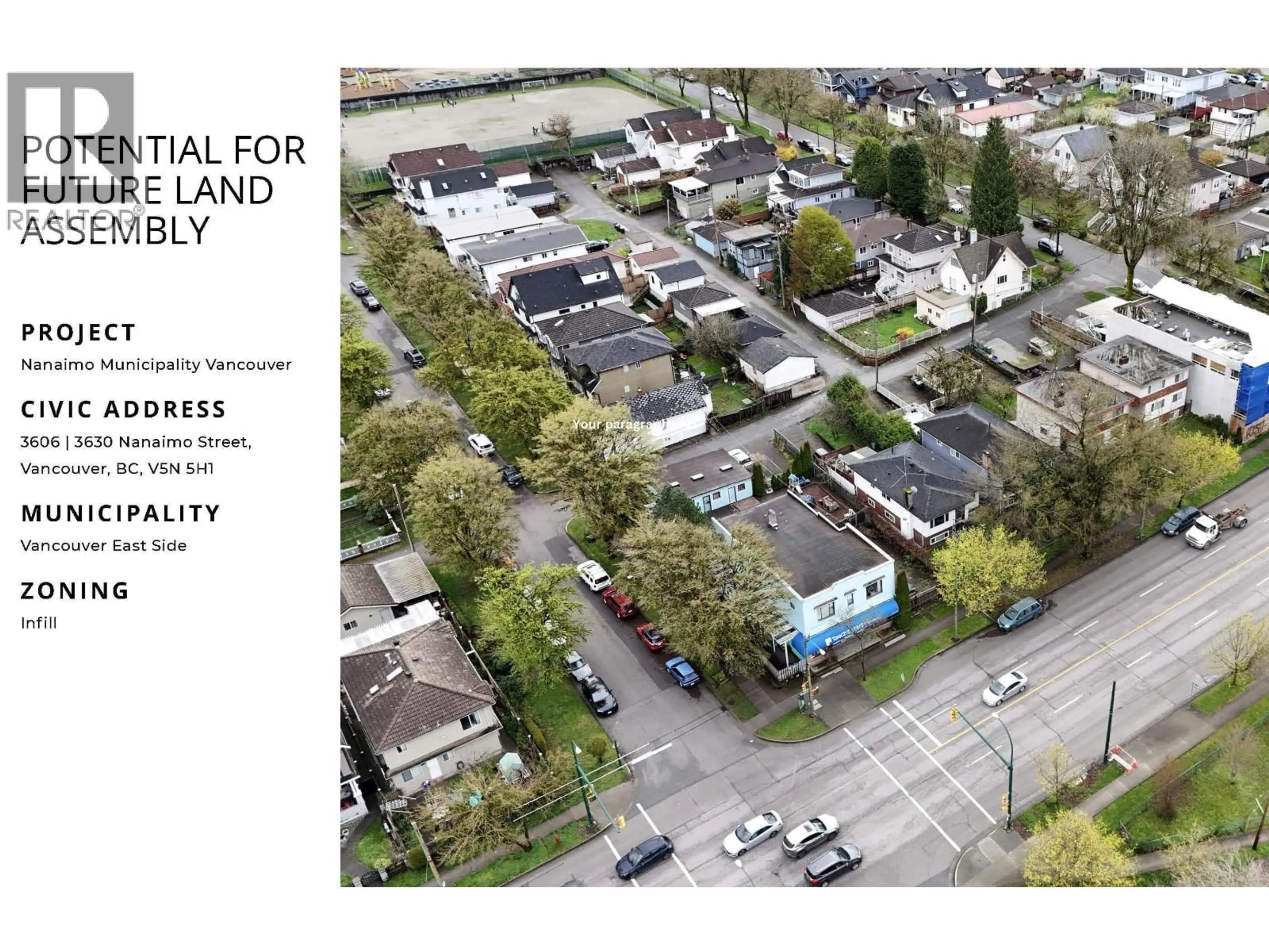 A pic from outside/outdoor area/front of a property/back of a property/a pic from drone, street for 3606 NANAIMO STREET, Vancouver British Columbia V5N5H1