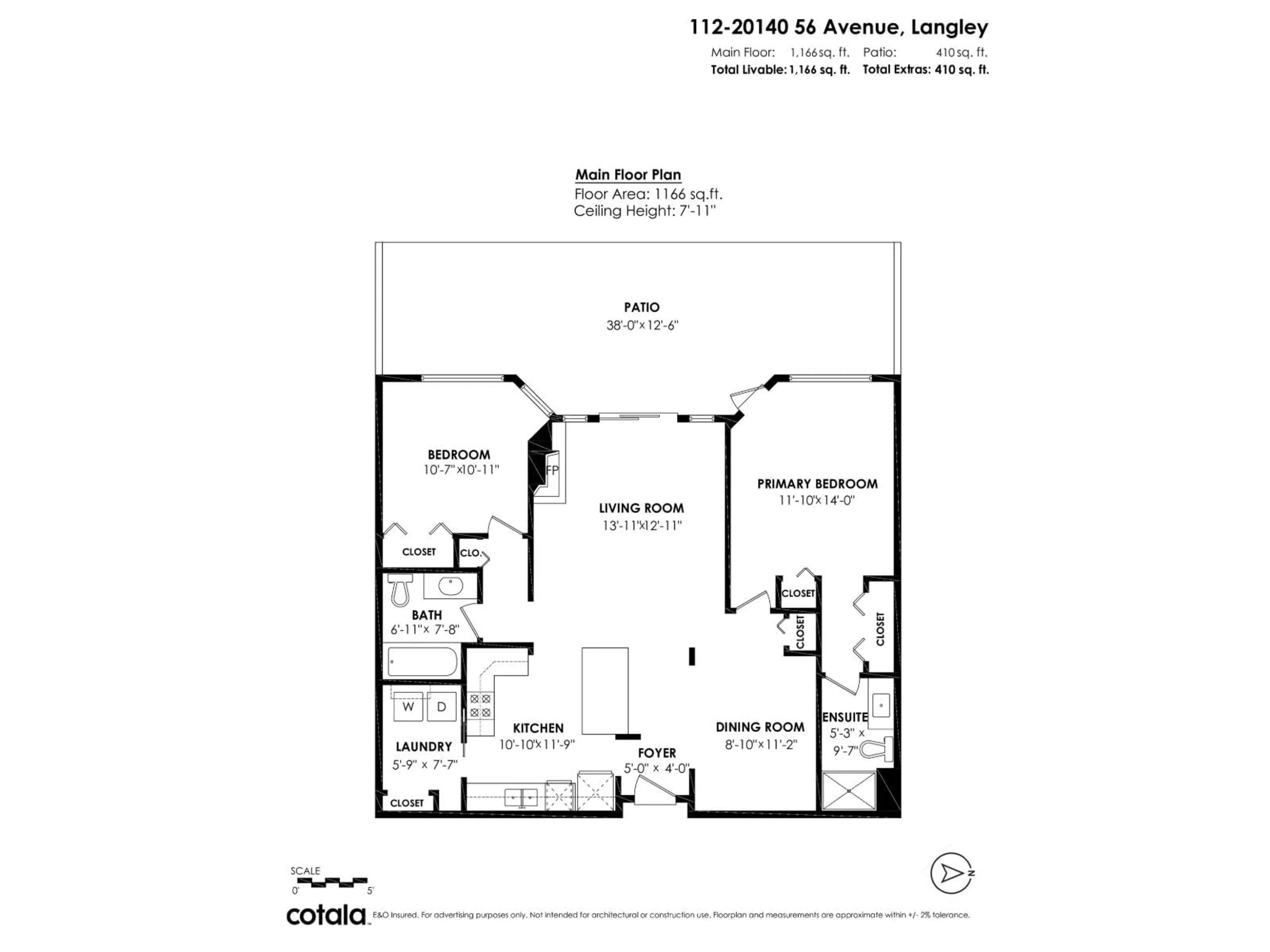 Floor plan for 112 - 20140 56, Langley British Columbia V3A3Y4