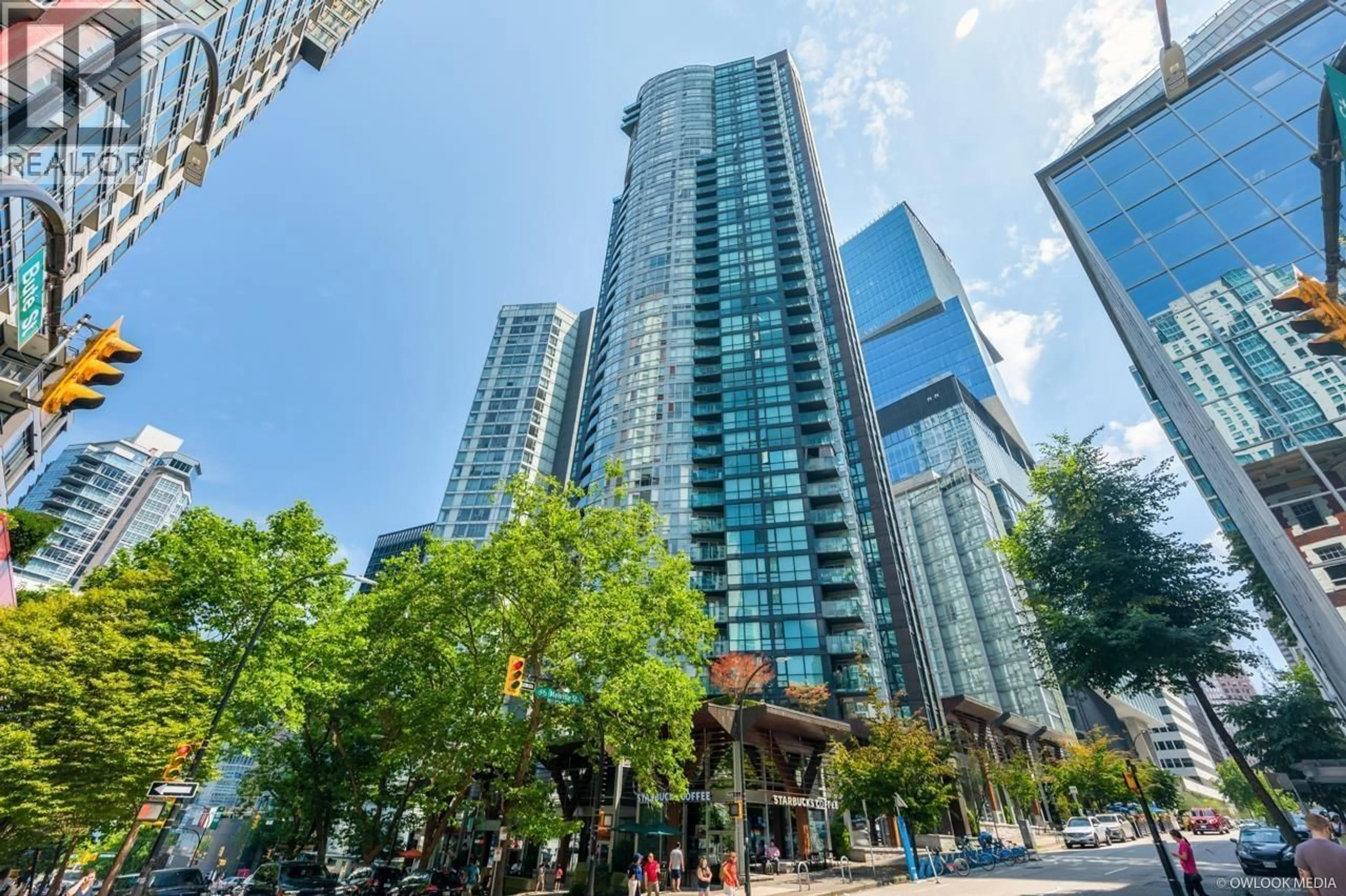 Patio, city buildings view from balcony for 3501 - 1189 MELVILLE STREET, Vancouver British Columbia V6E4T8