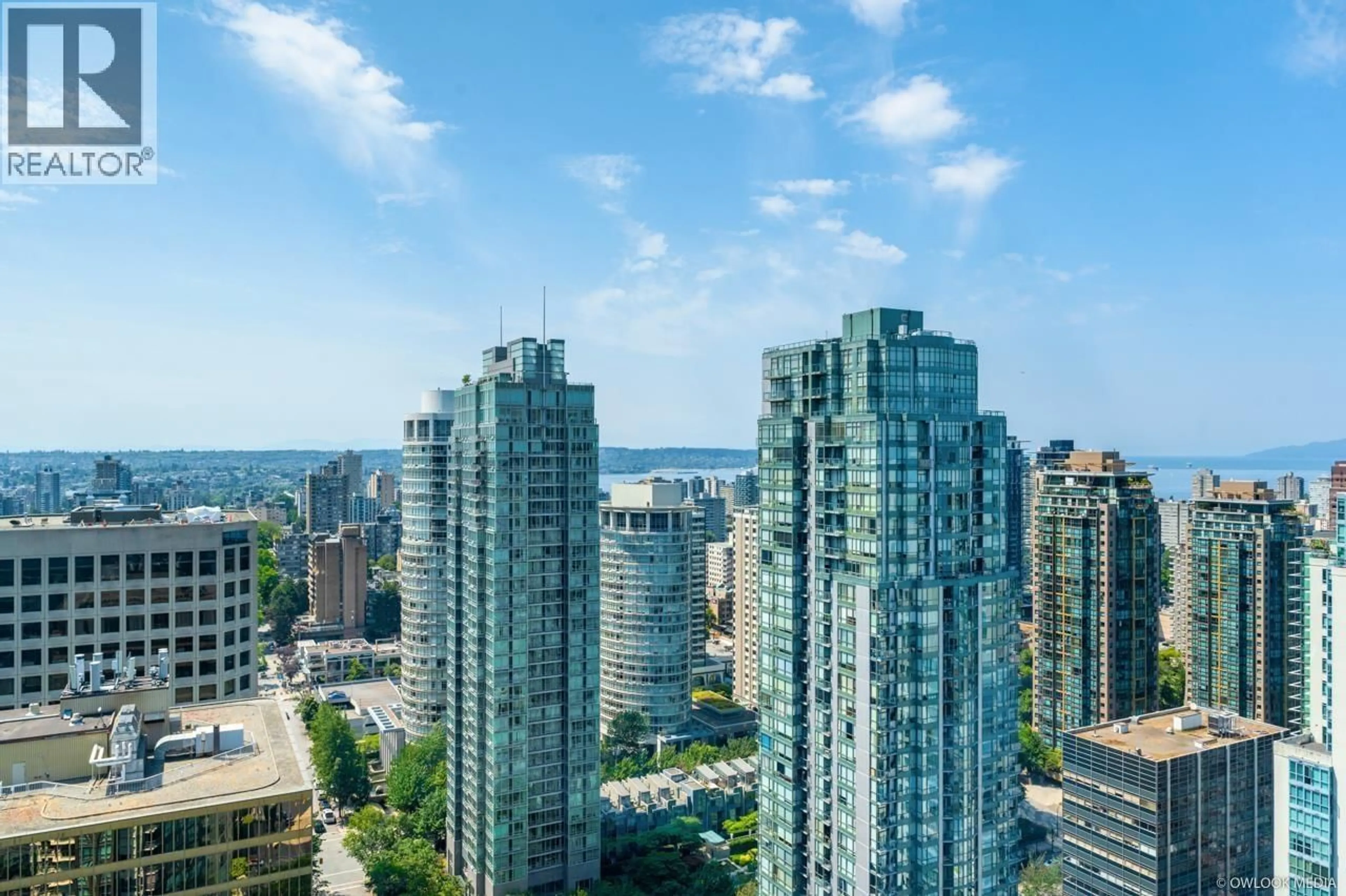 A pic from outside/outdoor area/front of a property/back of a property/a pic from drone, city buildings view from balcony for 3501 - 1189 MELVILLE STREET, Vancouver British Columbia V6E4T8