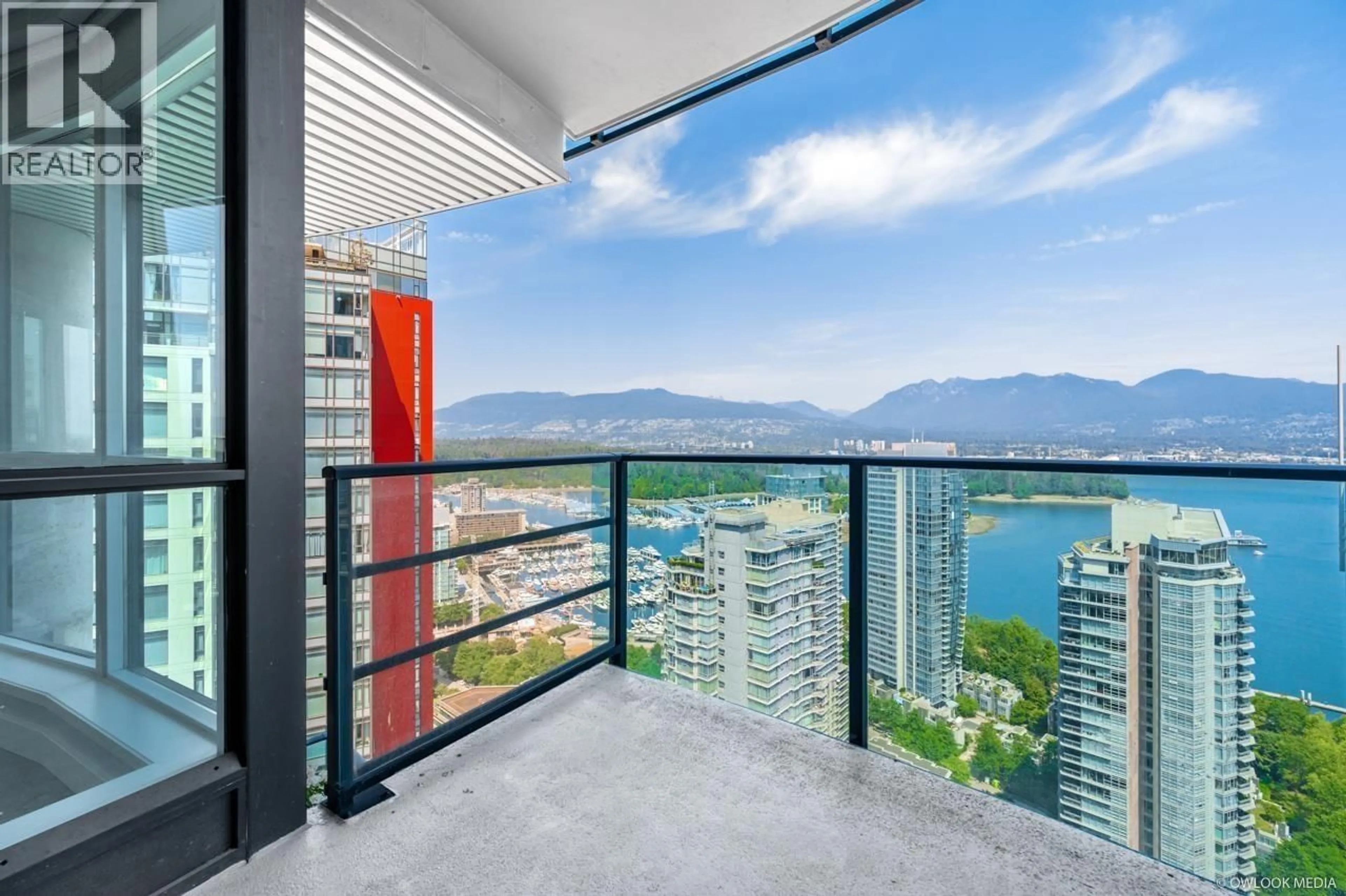 Balcony in the apartment, city buildings view from balcony for 3501 - 1189 MELVILLE STREET, Vancouver British Columbia V6E4T8