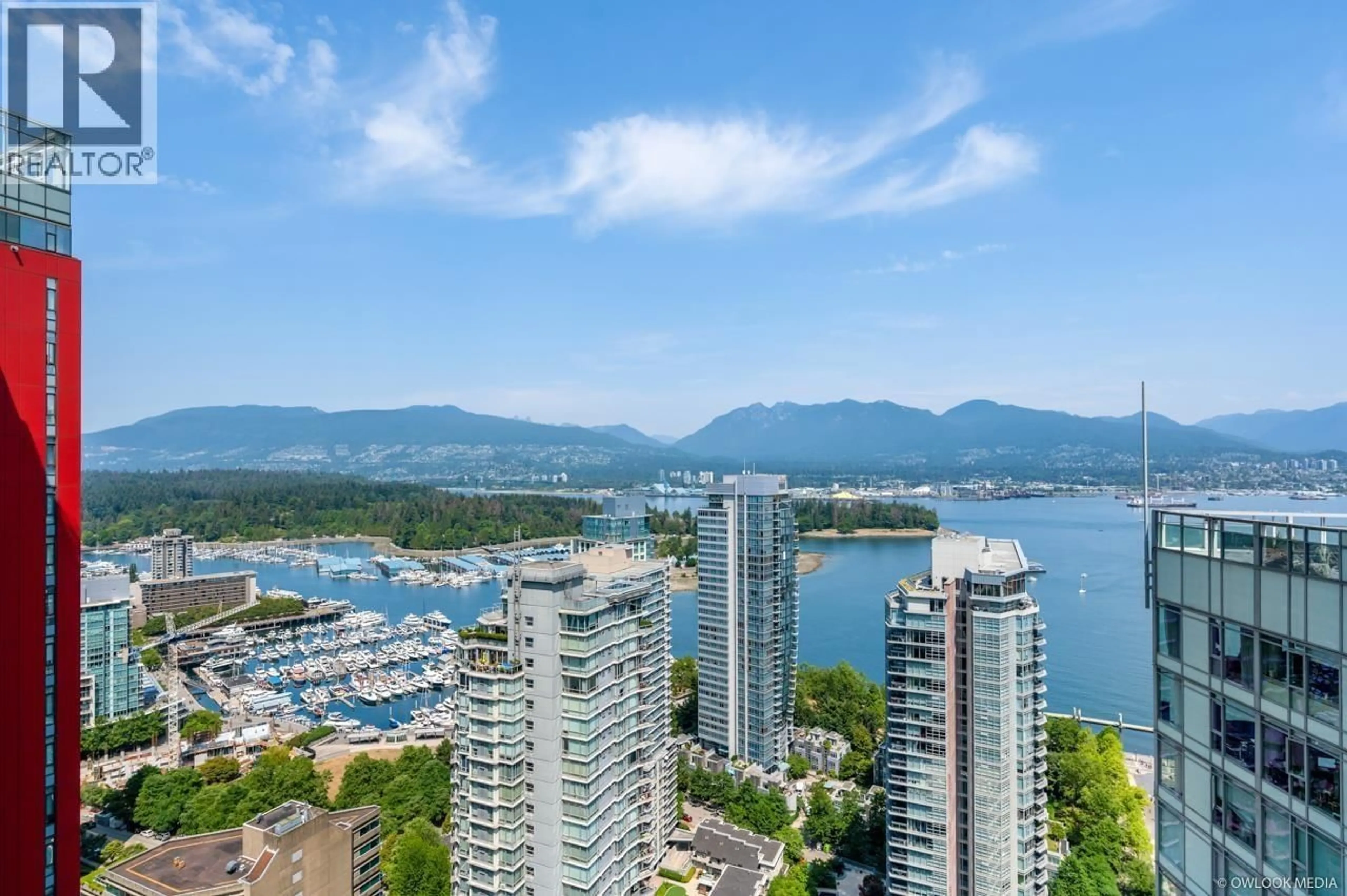 A pic from outside/outdoor area/front of a property/back of a property/a pic from drone, water/lake/river/ocean view for 3501 - 1189 MELVILLE STREET, Vancouver British Columbia V6E4T8