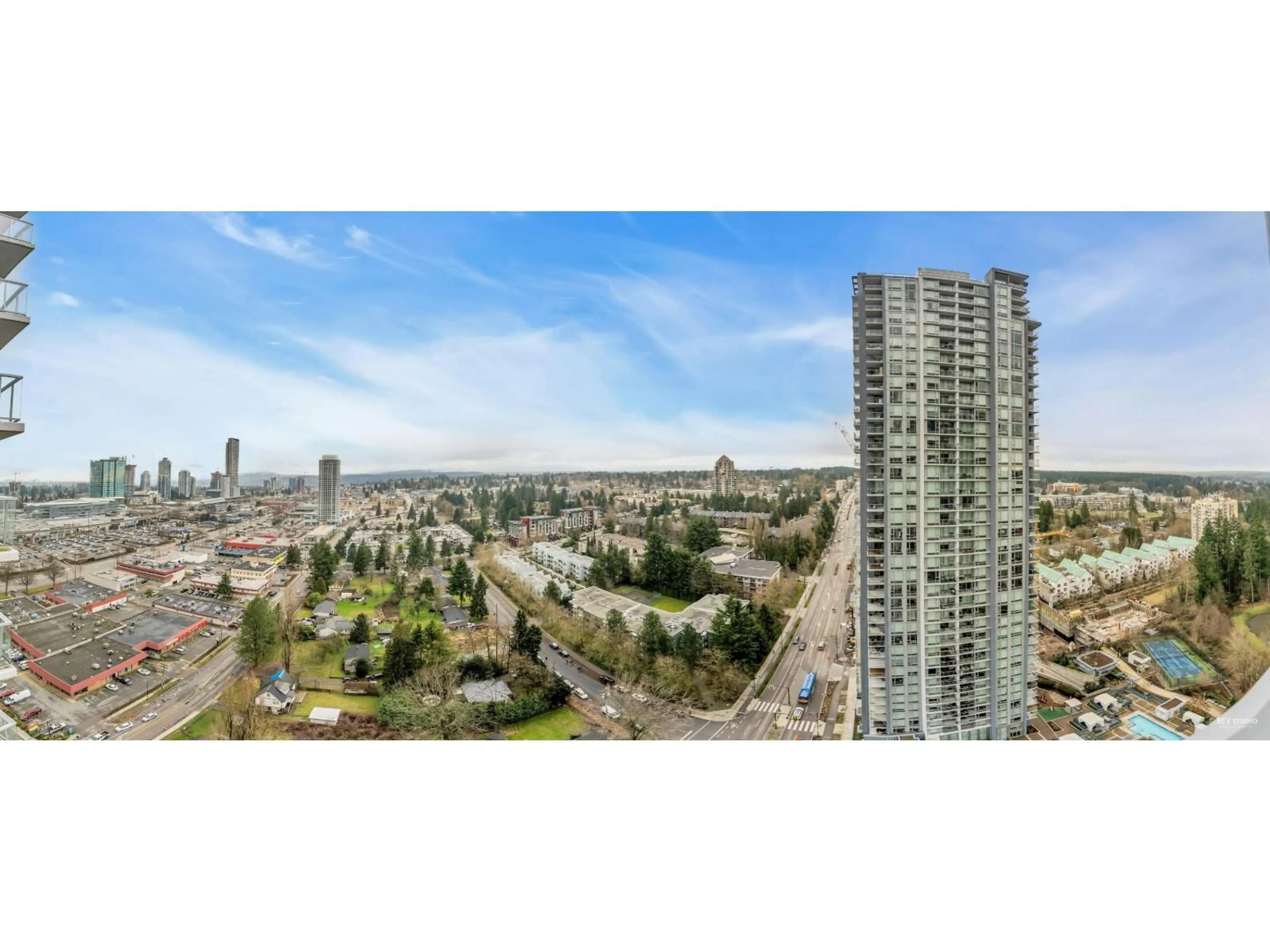 A pic from outside/outdoor area/front of a property/back of a property/a pic from drone, city buildings view from balcony for 3012 - 13696 100, Surrey British Columbia V3T0L5