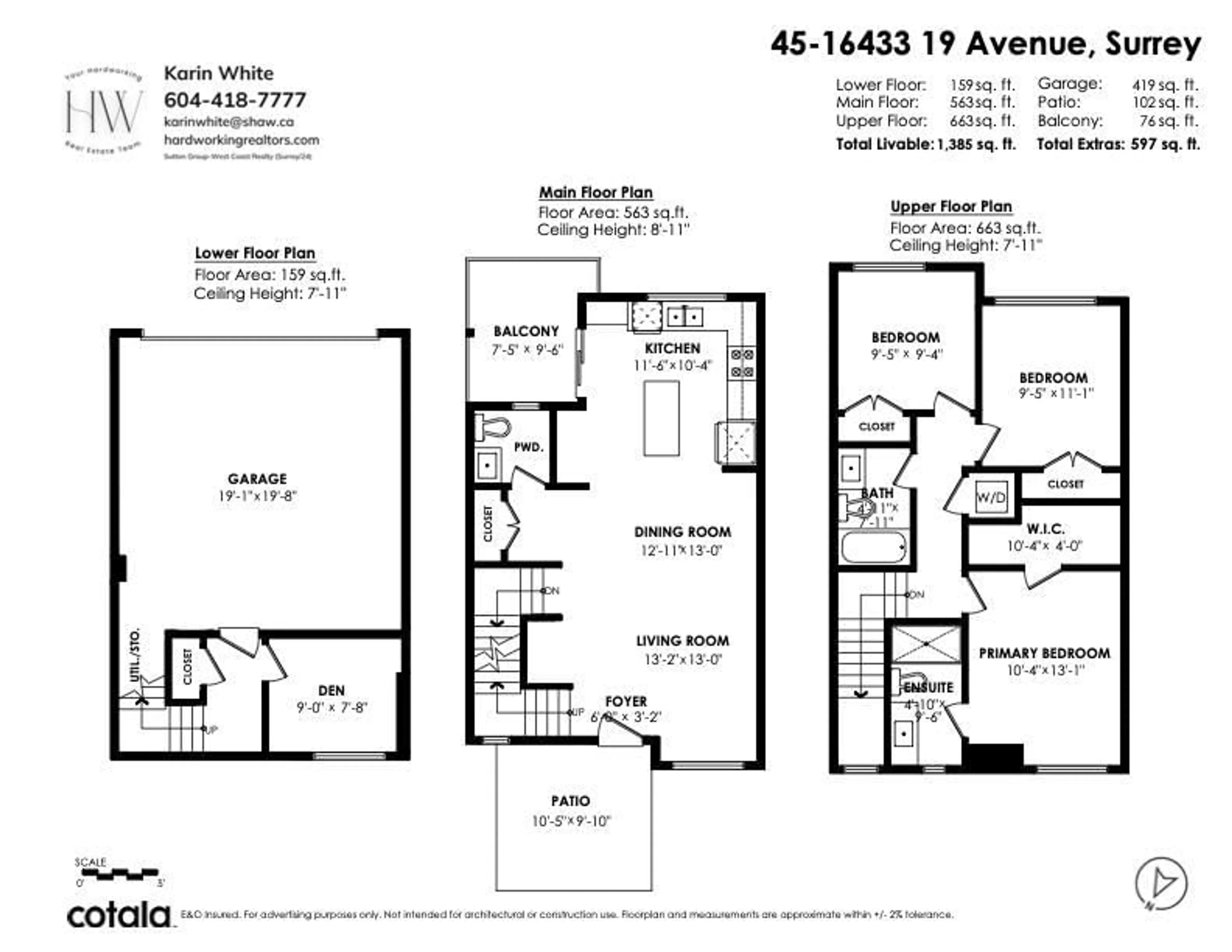 Floor plan for 45 - 16433 19, Surrey British Columbia V3Z0Z1