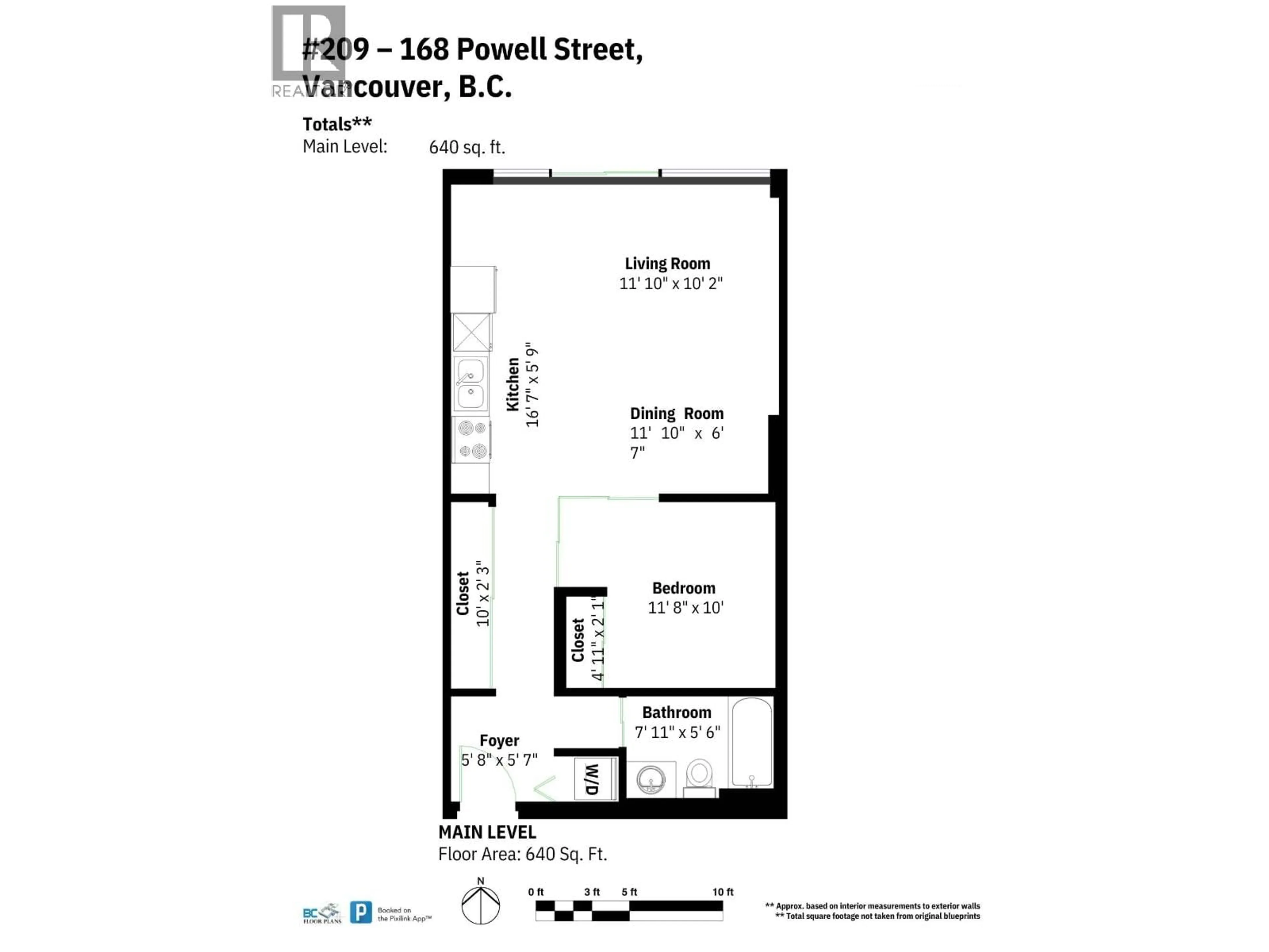Floor plan for 209 - 168 POWELL STREET, Vancouver British Columbia V6A0B2