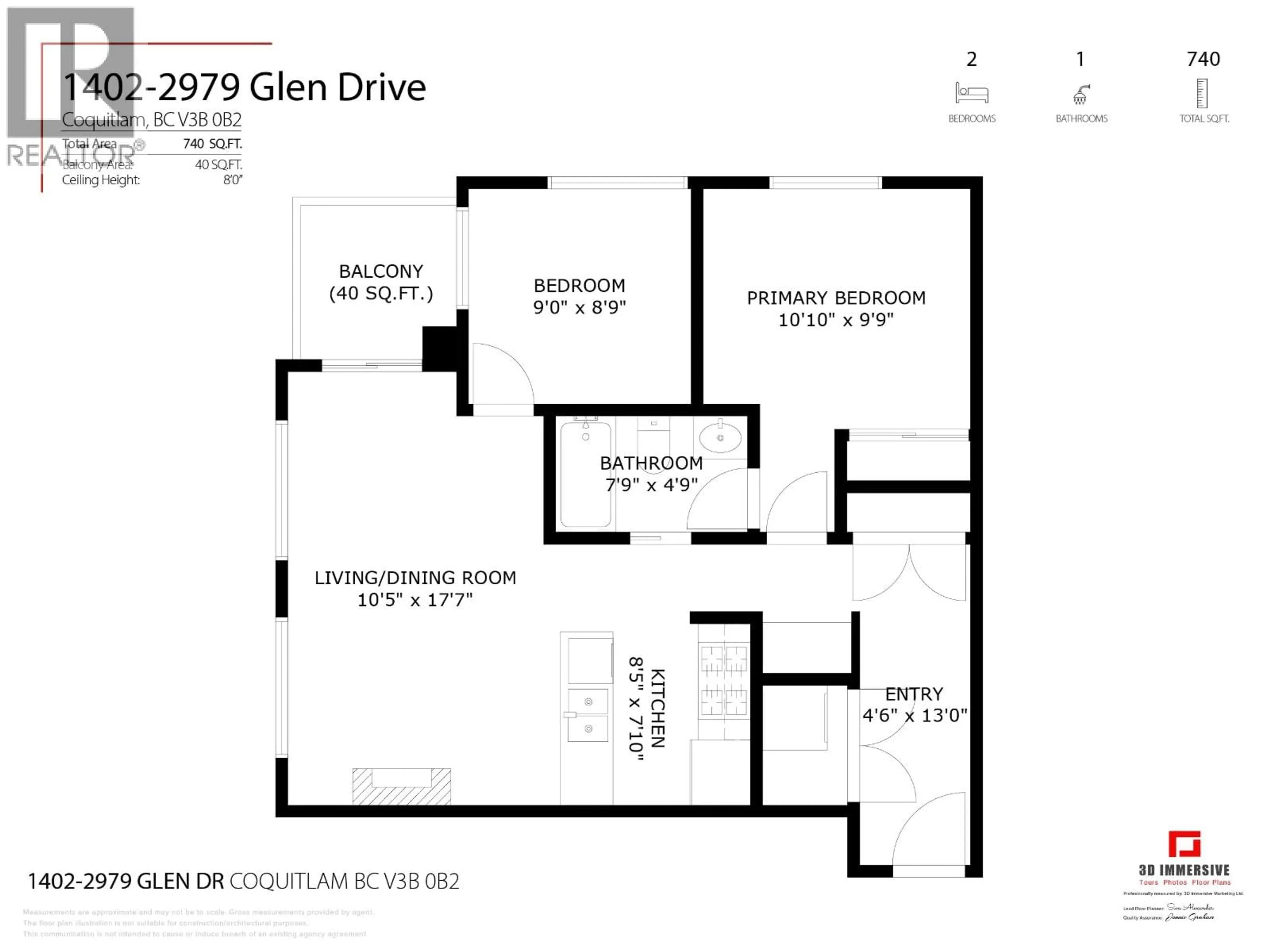 Floor plan for 1402 - 2979 GLEN DRIVE, Coquitlam British Columbia V3B0B2