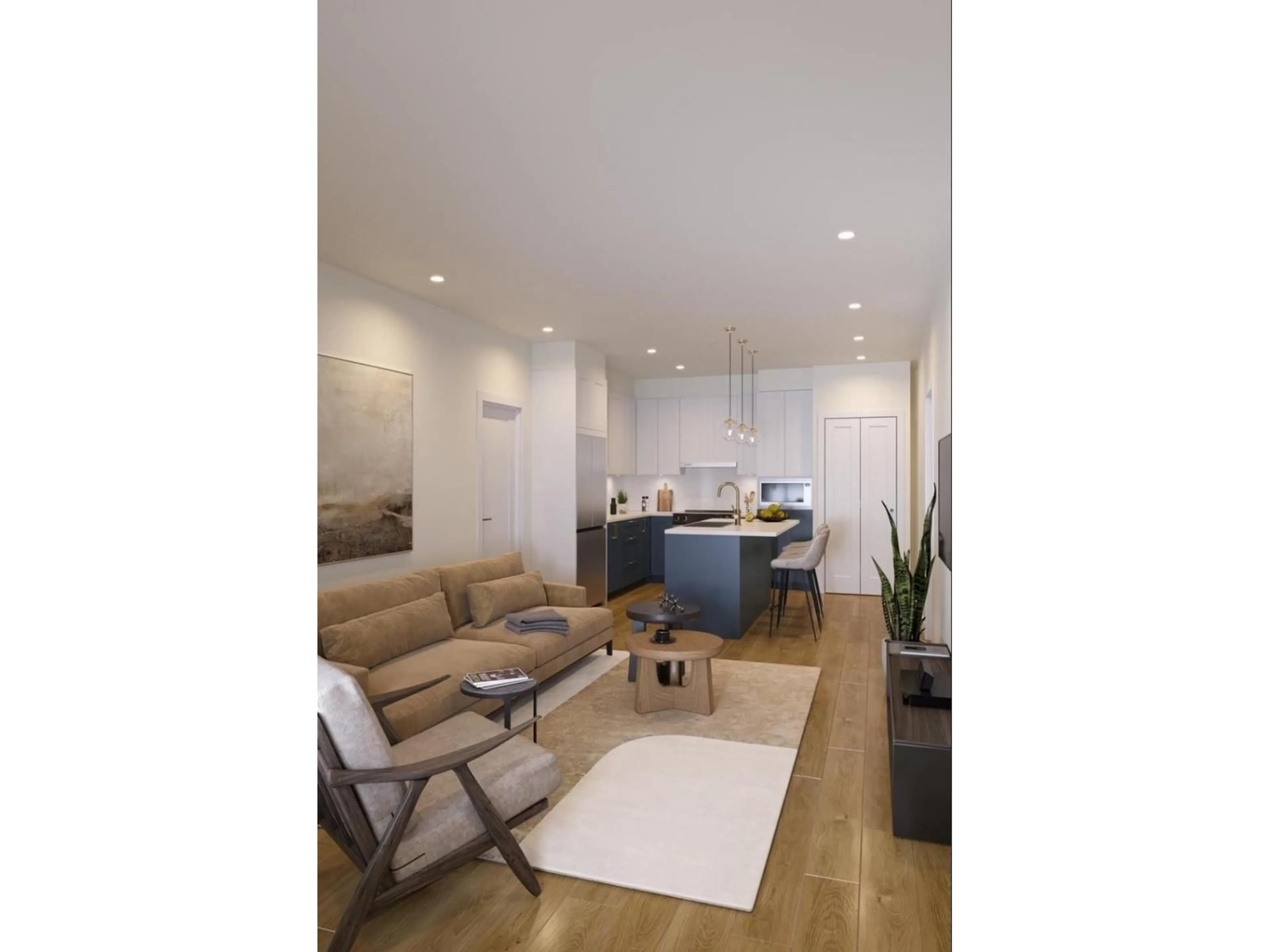 Living room with furniture, wood/laminate floor for 302 - 17783 56A, Surrey British Columbia H0H0H0