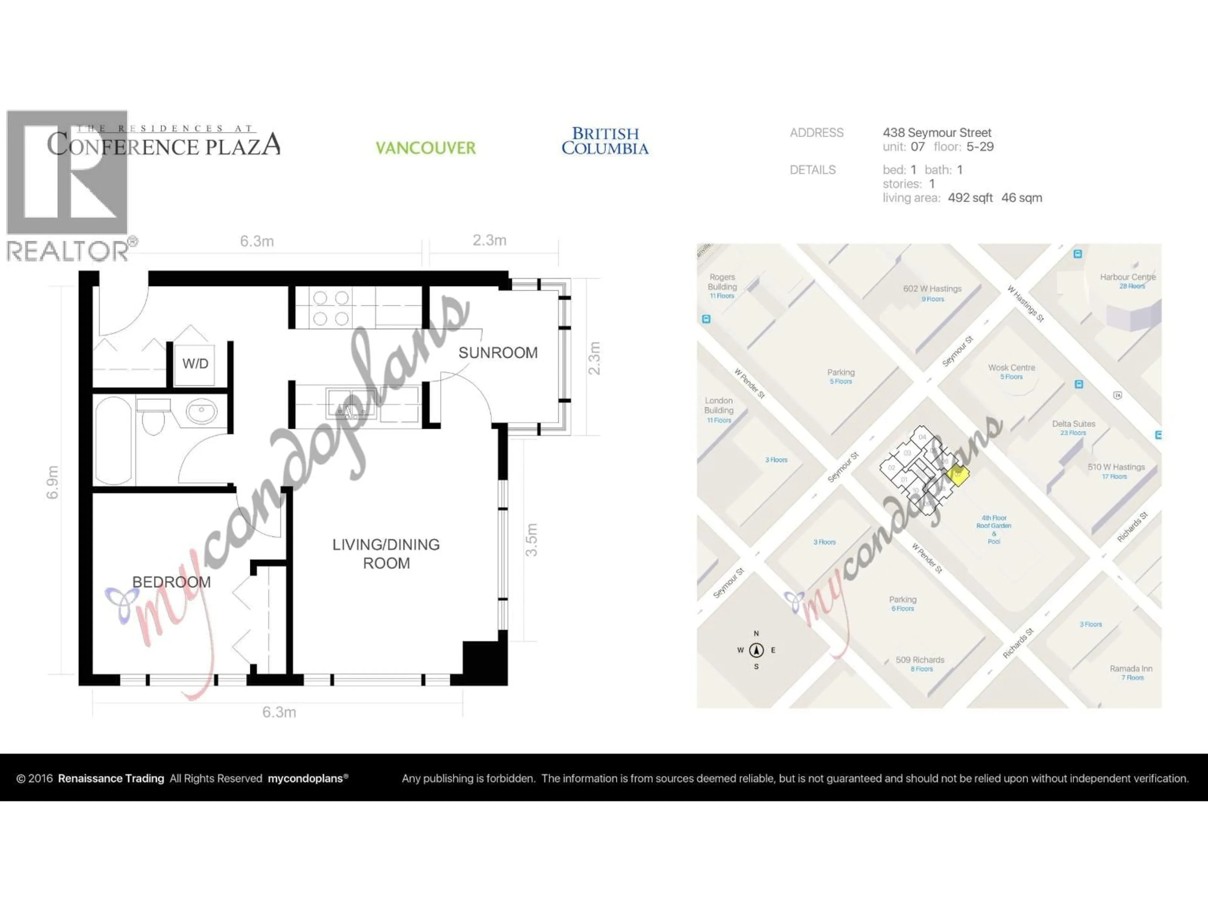 Floor plan for 1407 - 438 SEYMOUR STREET, Vancouver British Columbia V6B6H4