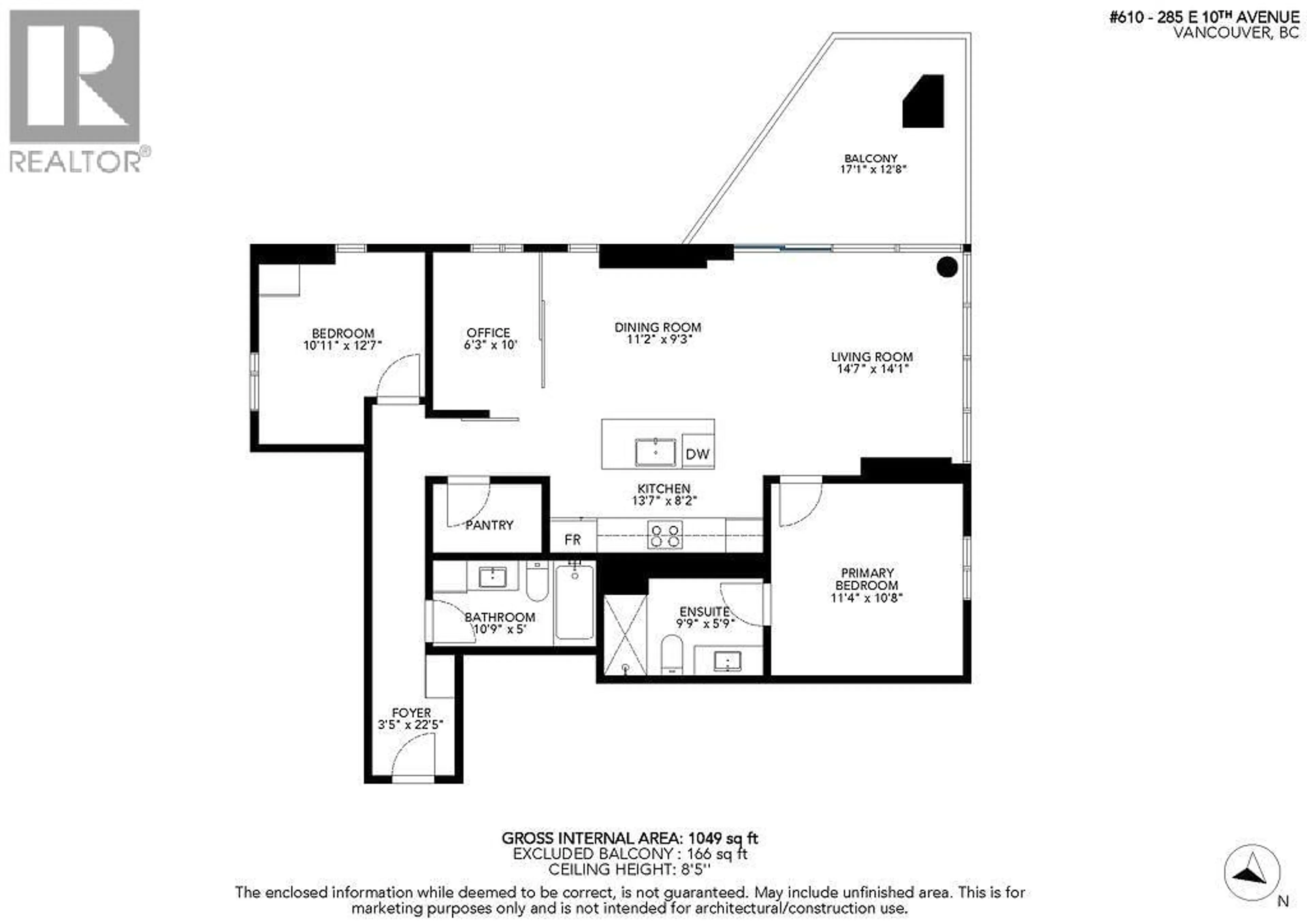 Floor plan for 610 - 285 10TH AVENUE, Vancouver British Columbia V5T0H6