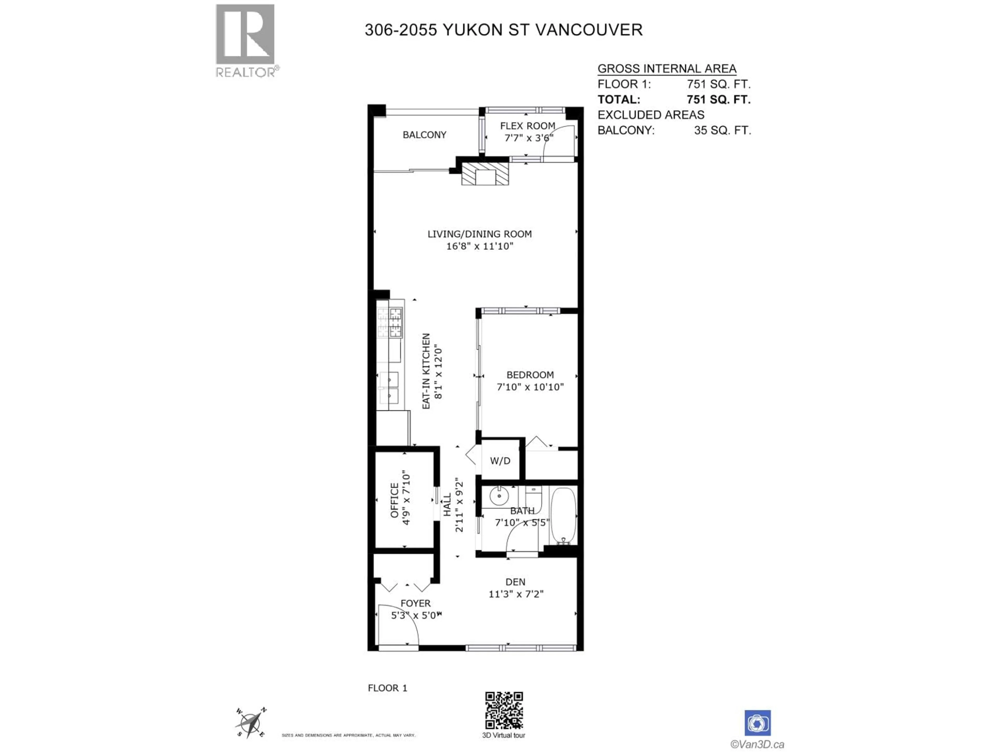Floor plan for 306 - 2055 YUKON STREET, Vancouver British Columbia V5Y4B7