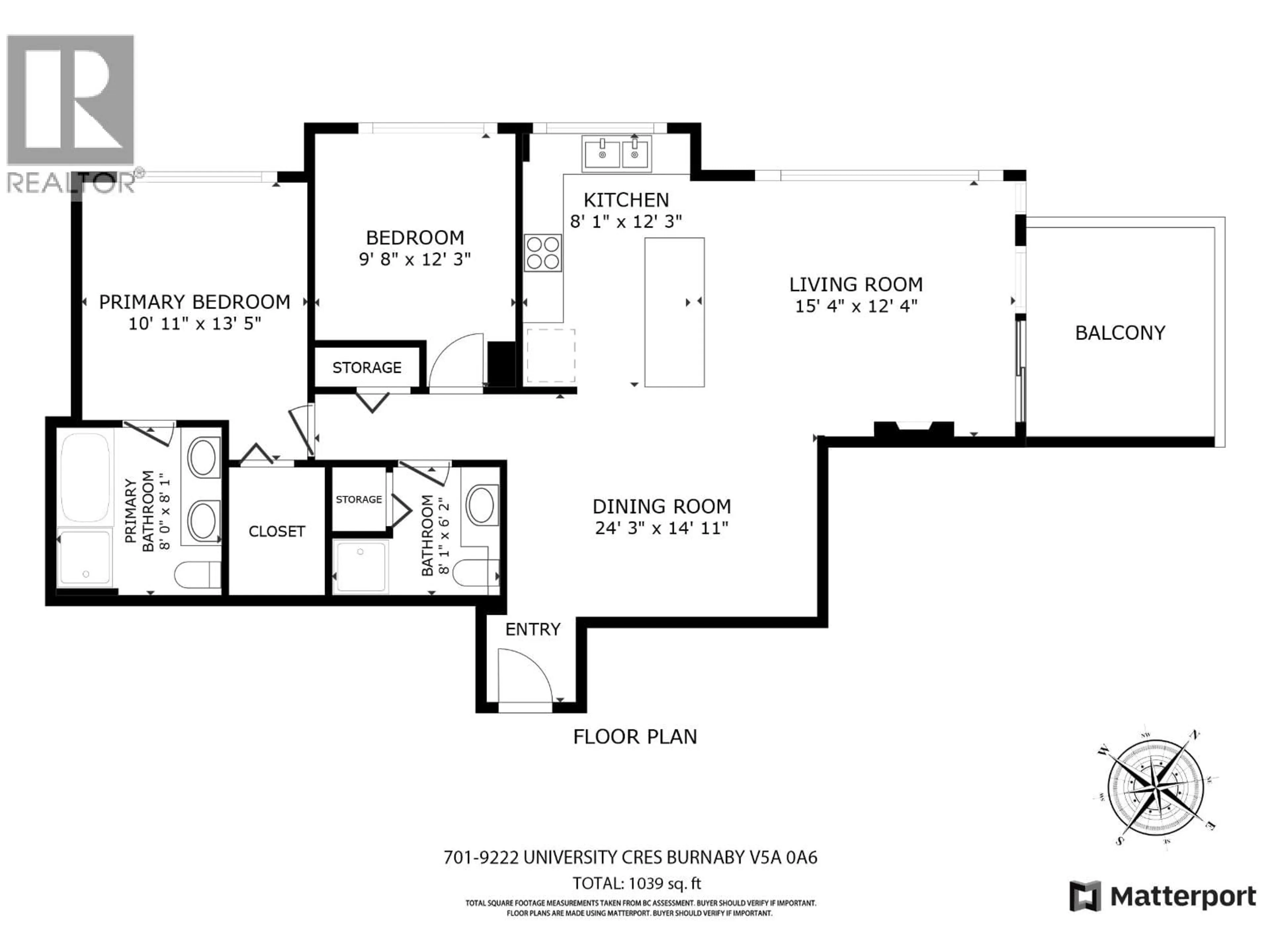 Floor plan for 701 - 9222 UNIVERSITY CRESCENT, Burnaby British Columbia V5A0A6