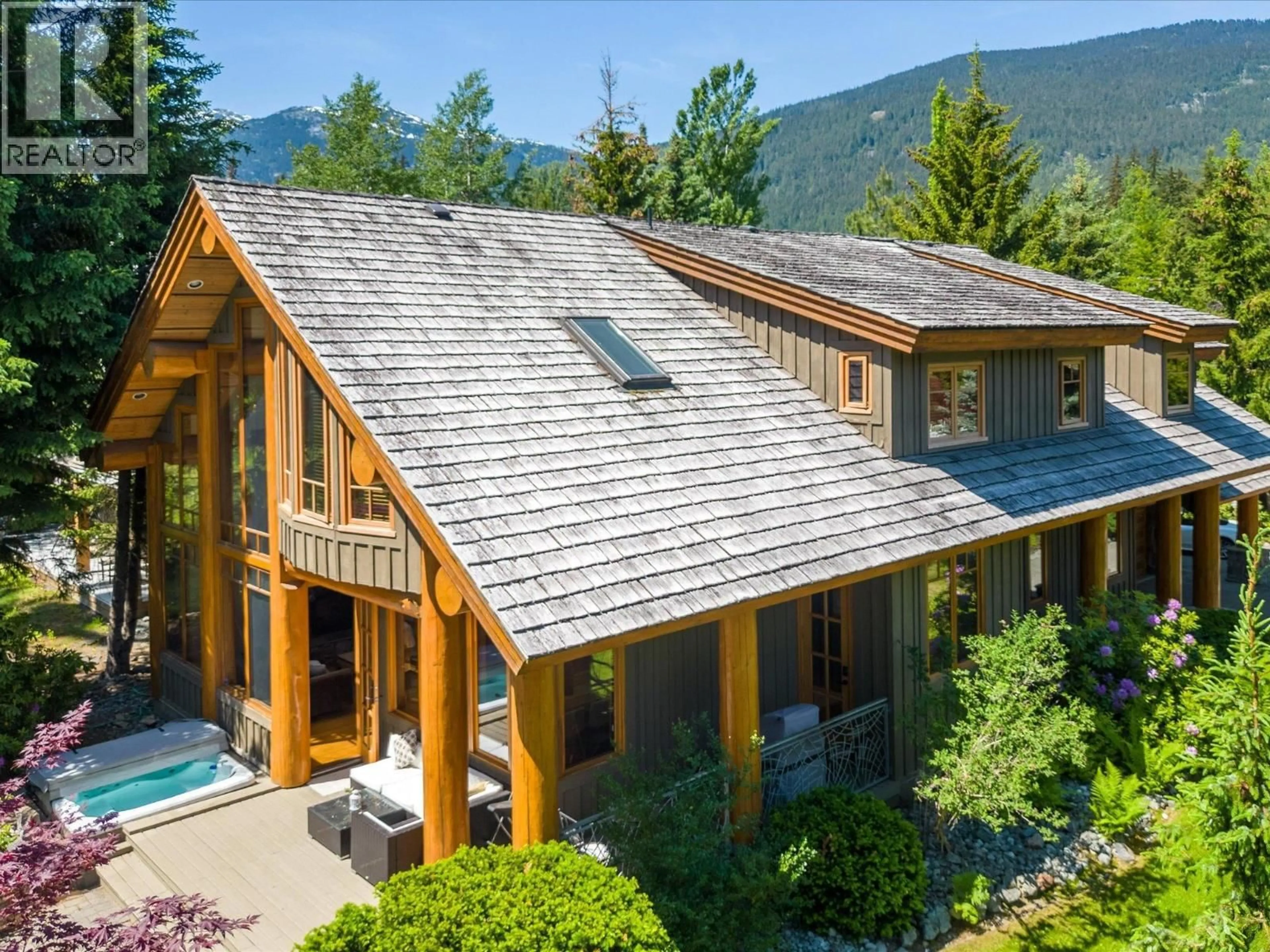 A pic from outside/outdoor area/front of a property/back of a property/a pic from drone, mountain view for 8148 MUIRFIELD CRESCENT, Whistler British Columbia V8E1J7