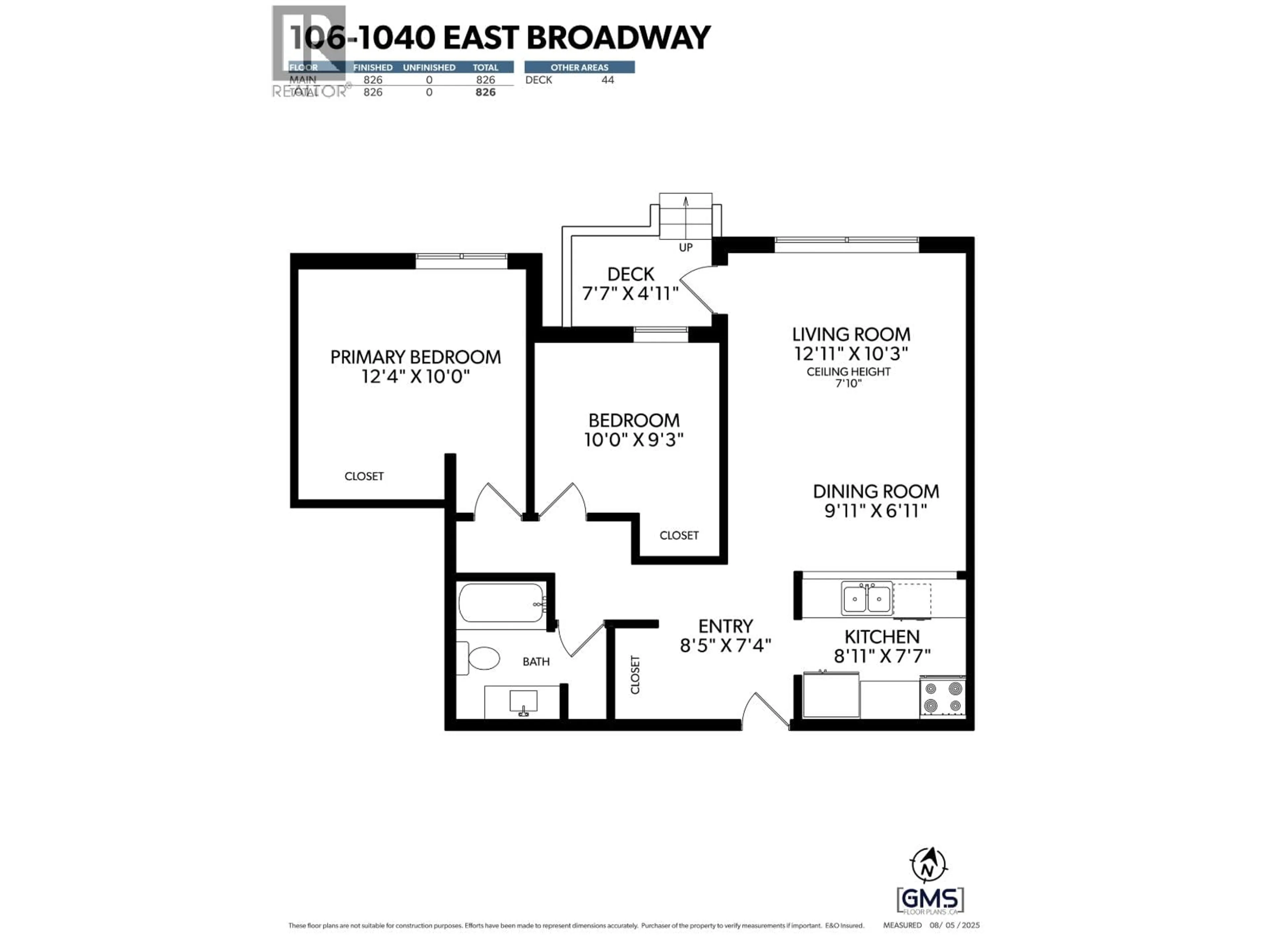 Floor plan for 106 - 1040 BROADWAY STREET, Vancouver British Columbia V5T4N7