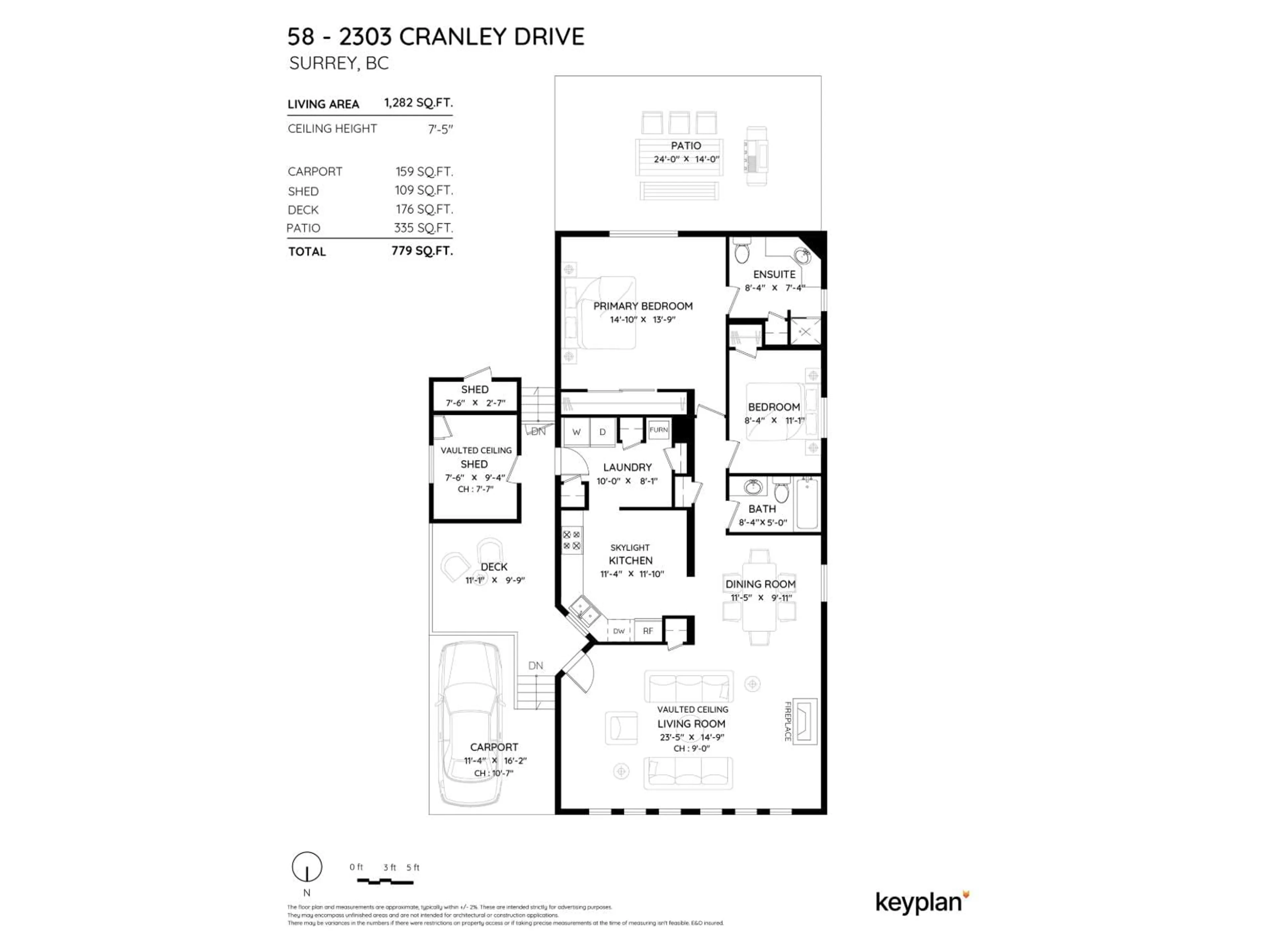 Floor plan for 58 - 2303 CRANLEY, Surrey British Columbia V4A4X3