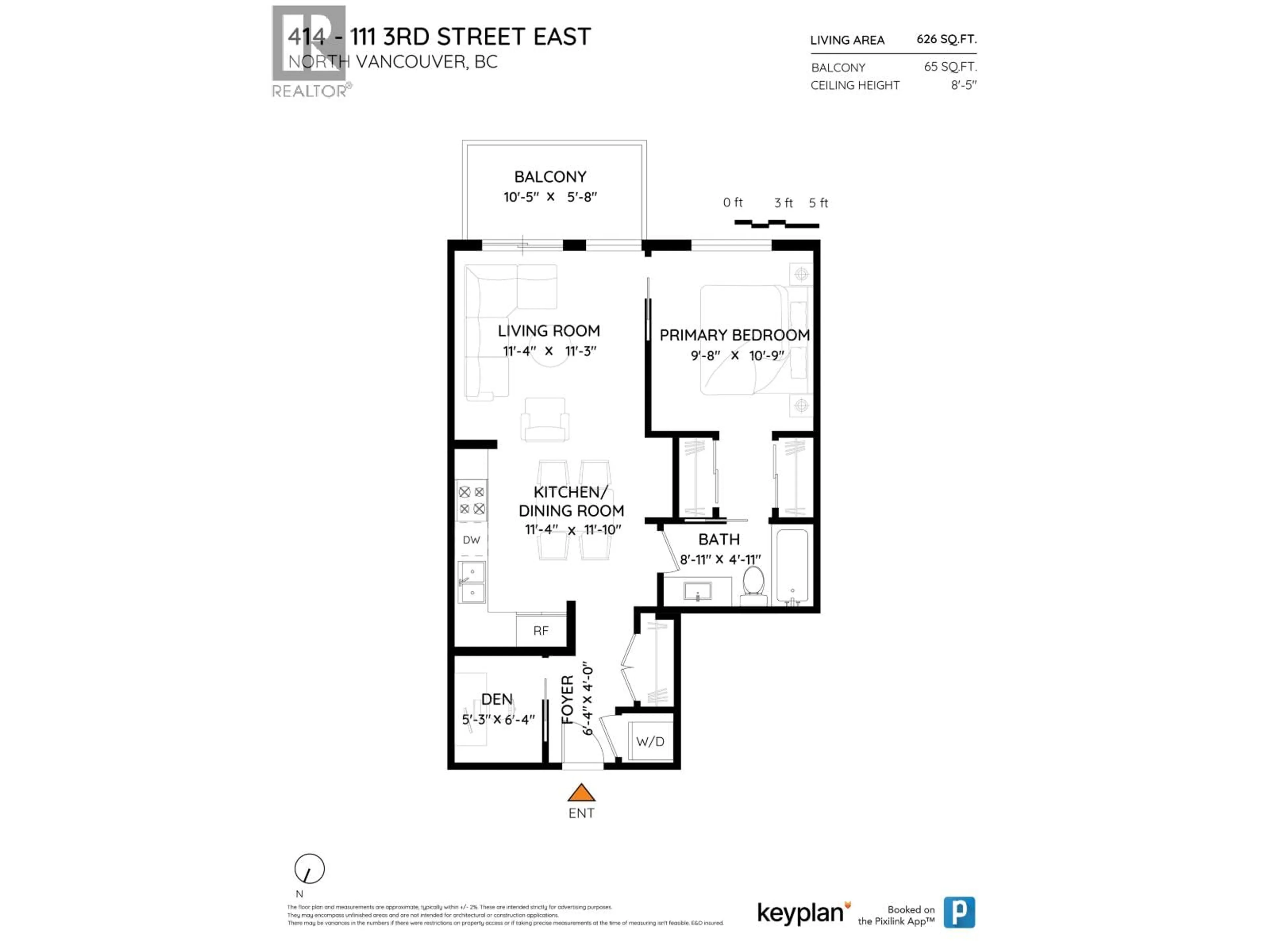Floor plan for 414 - 111 3RD STREET, North Vancouver British Columbia V7L0C6