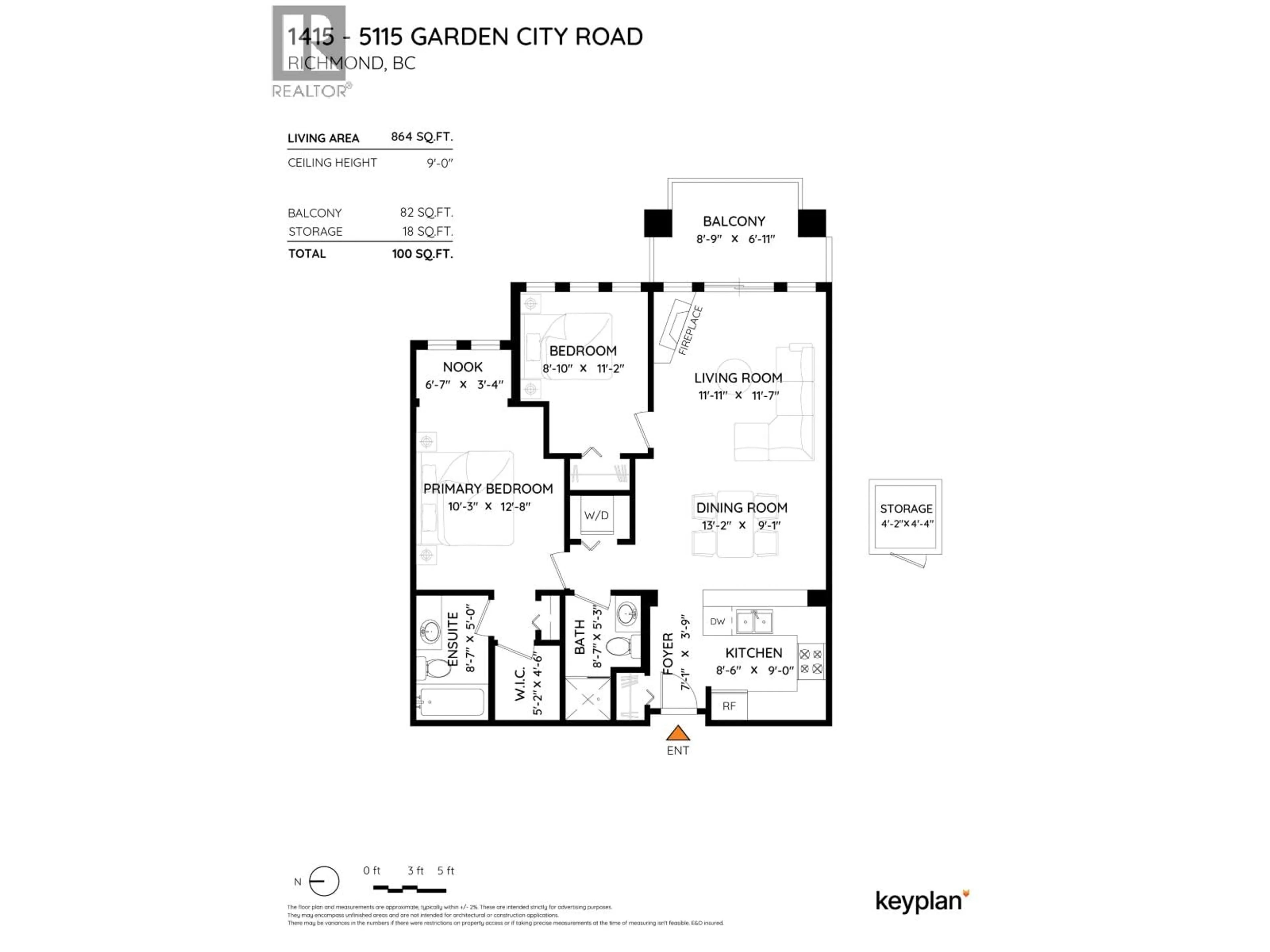 Floor plan for 1415 - 5115 GARDEN CITY ROAD, Richmond British Columbia V6X4H6