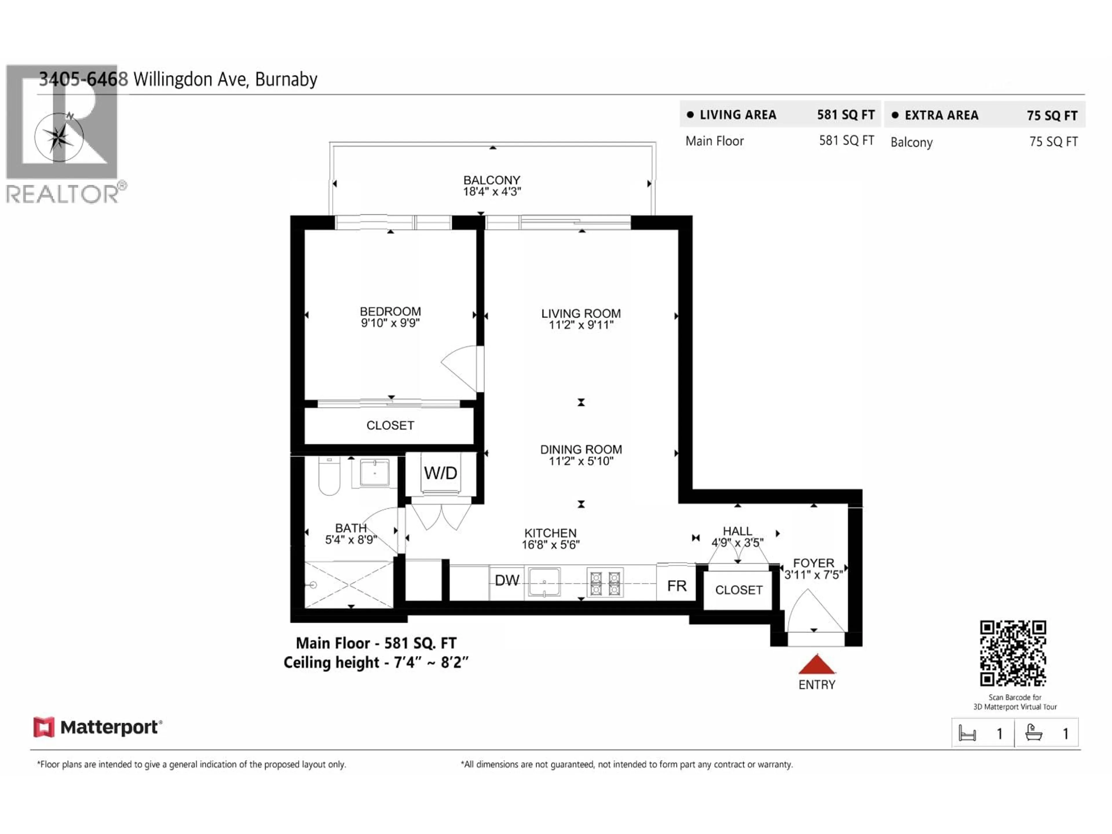 Floor plan for 3405 - 6468 WILLINGDON AVENUE, Burnaby British Columbia V5H0L3