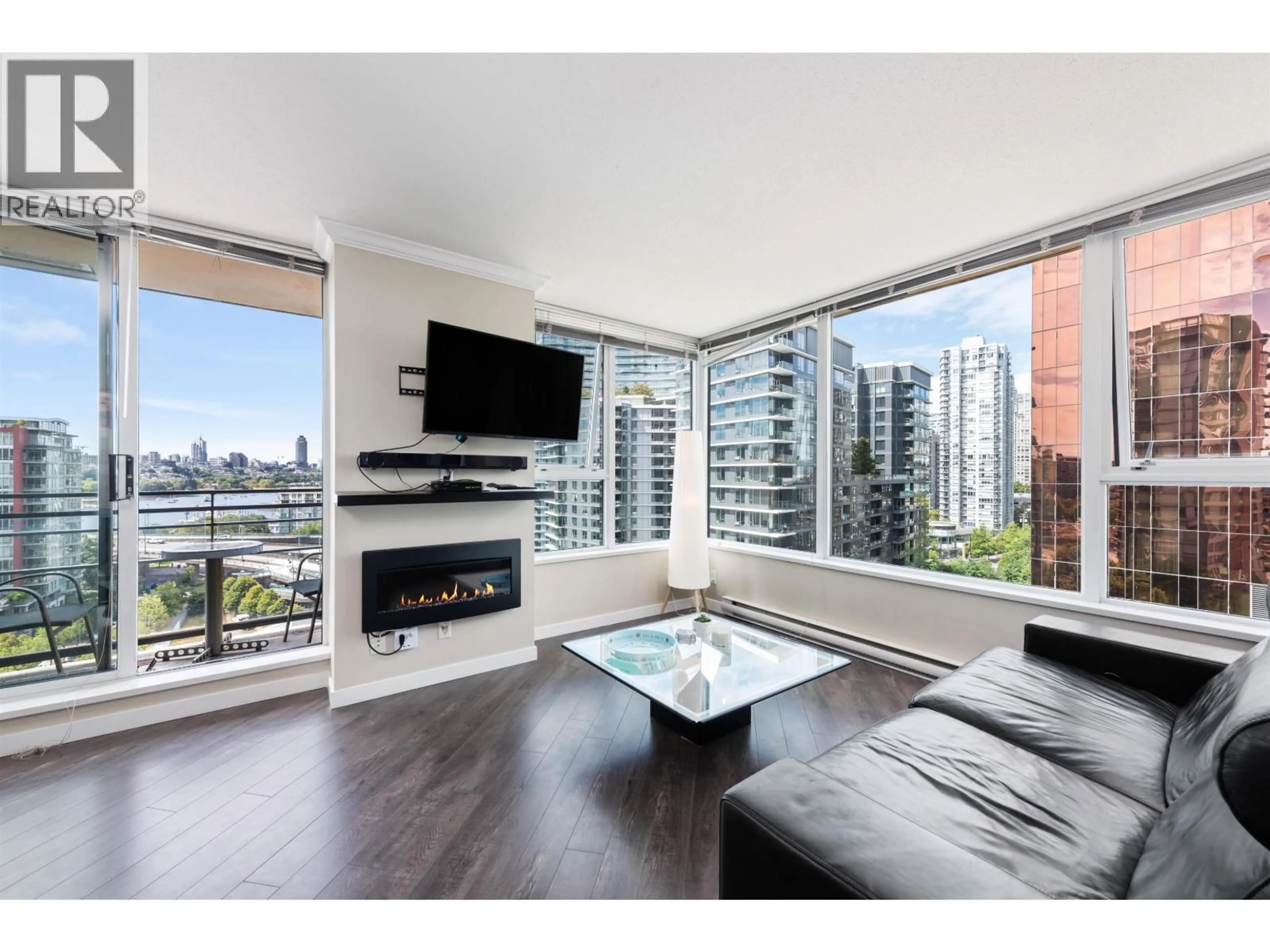 Living room with furniture, wood/laminate floor for 1606 - 33 SMITHE STREET, Vancouver British Columbia V6B0B5