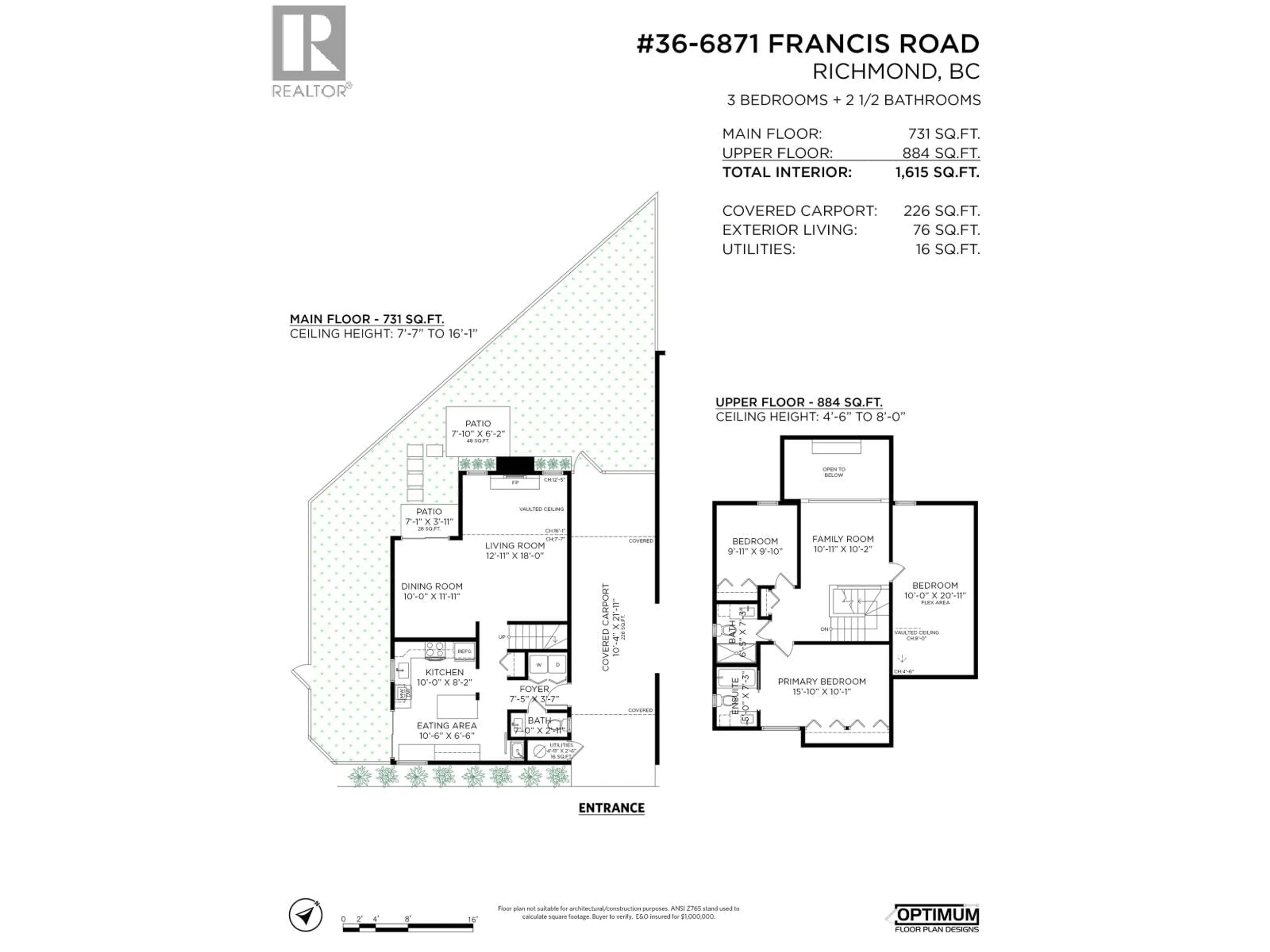 Floor plan for 36 - 6871 FRANCIS ROAD, Richmond British Columbia V7C4S9