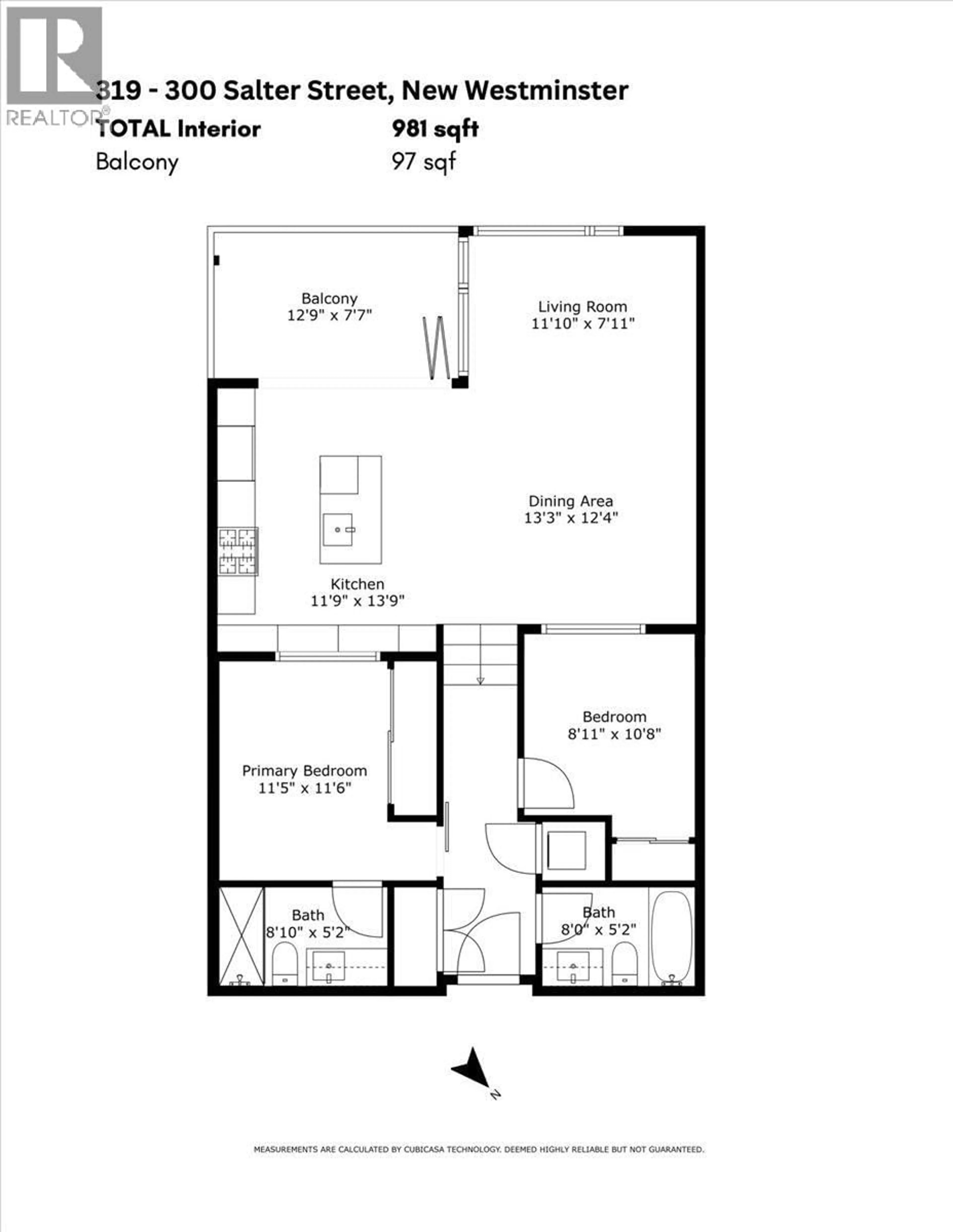 Floor plan for 319 - 300 SALTER STREET, New Westminster British Columbia V3M0L9