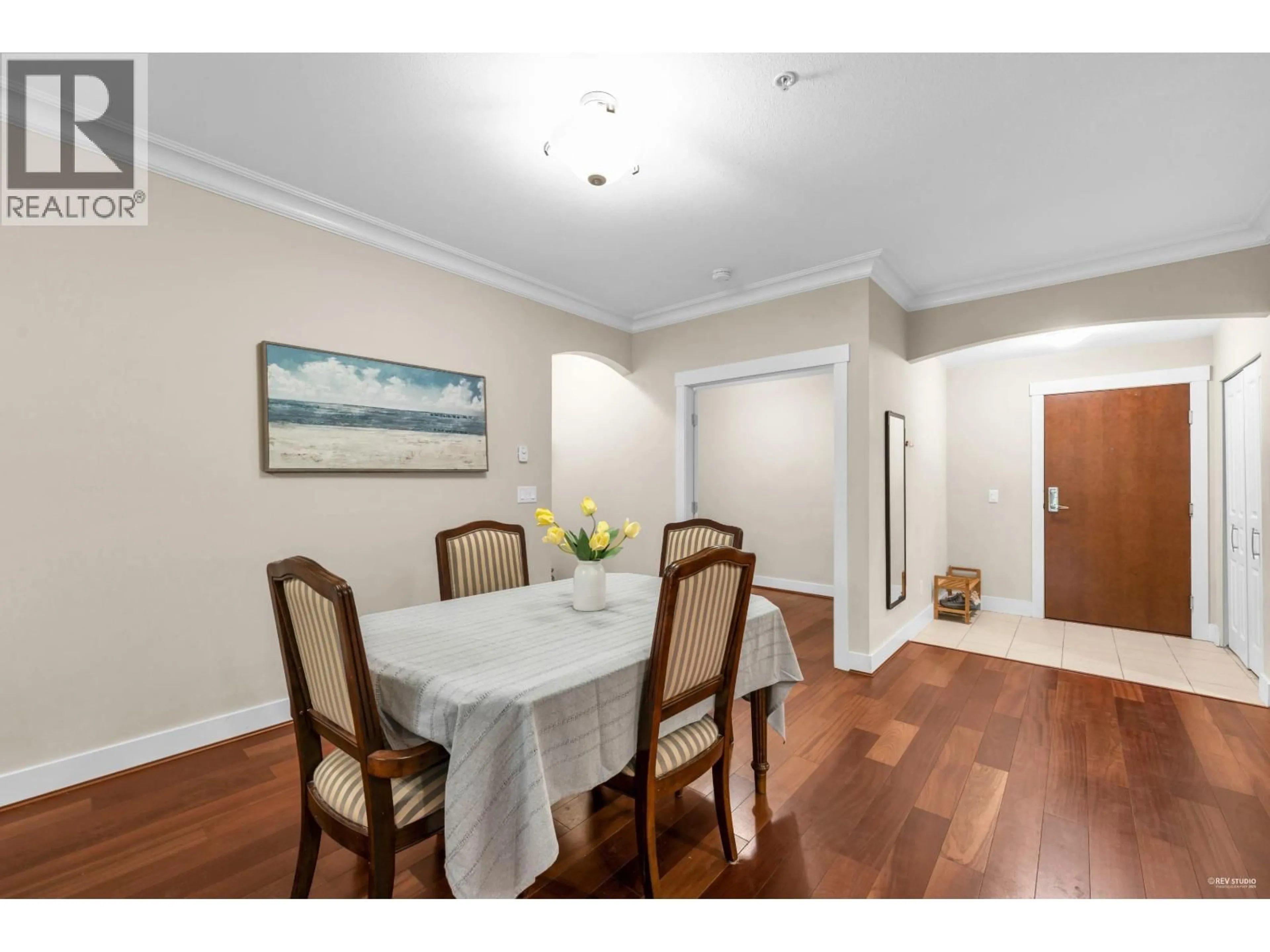 Dining room, wood/laminate floor for 212 - 6333 LARKIN DRIVE, Vancouver British Columbia V6T0A7