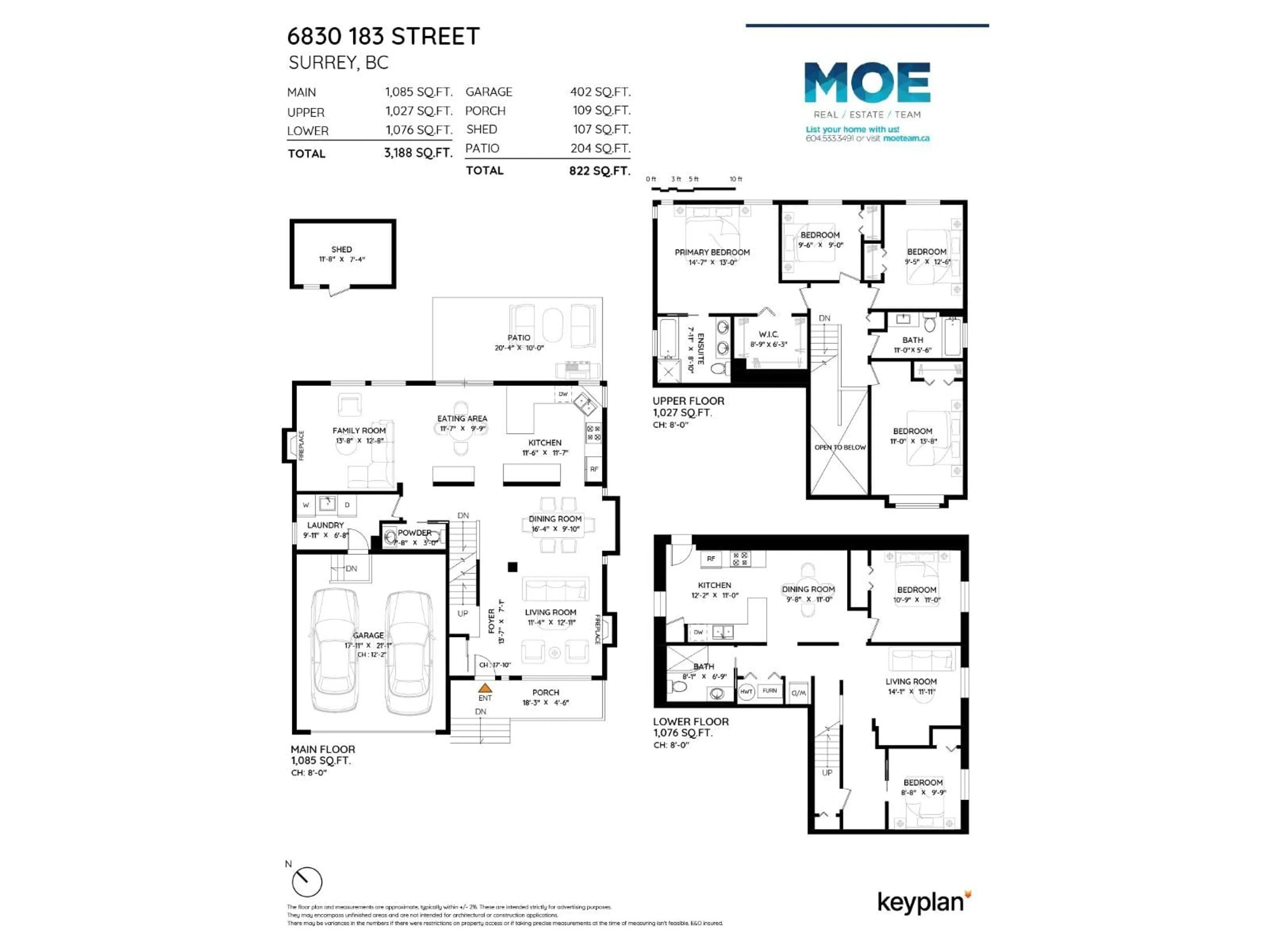 Floor plan for 6830 183, Surrey British Columbia V3S9E4