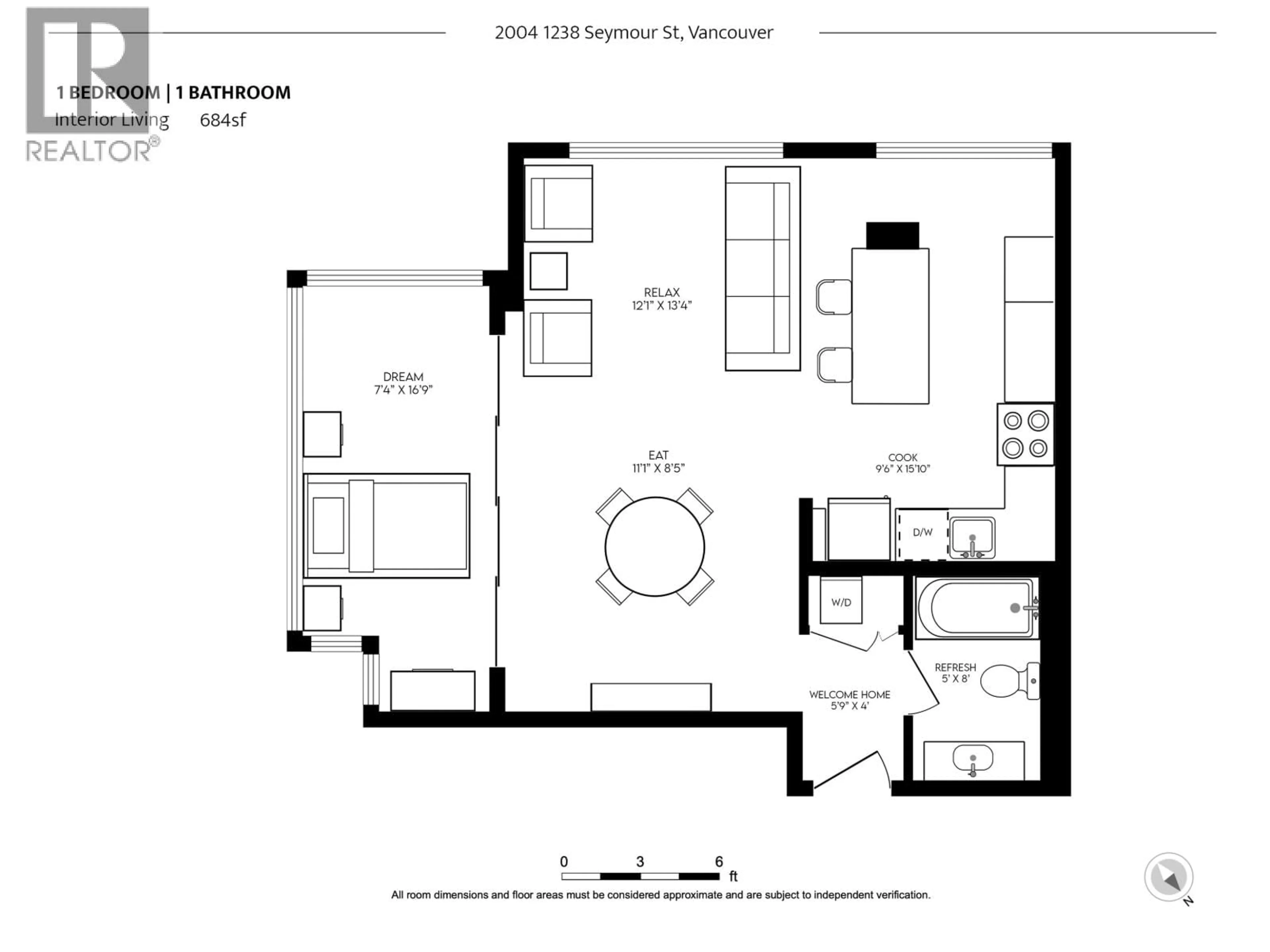 Floor plan for 2004 - 1238 SEYMOUR STREET, Vancouver British Columbia V6B6J3