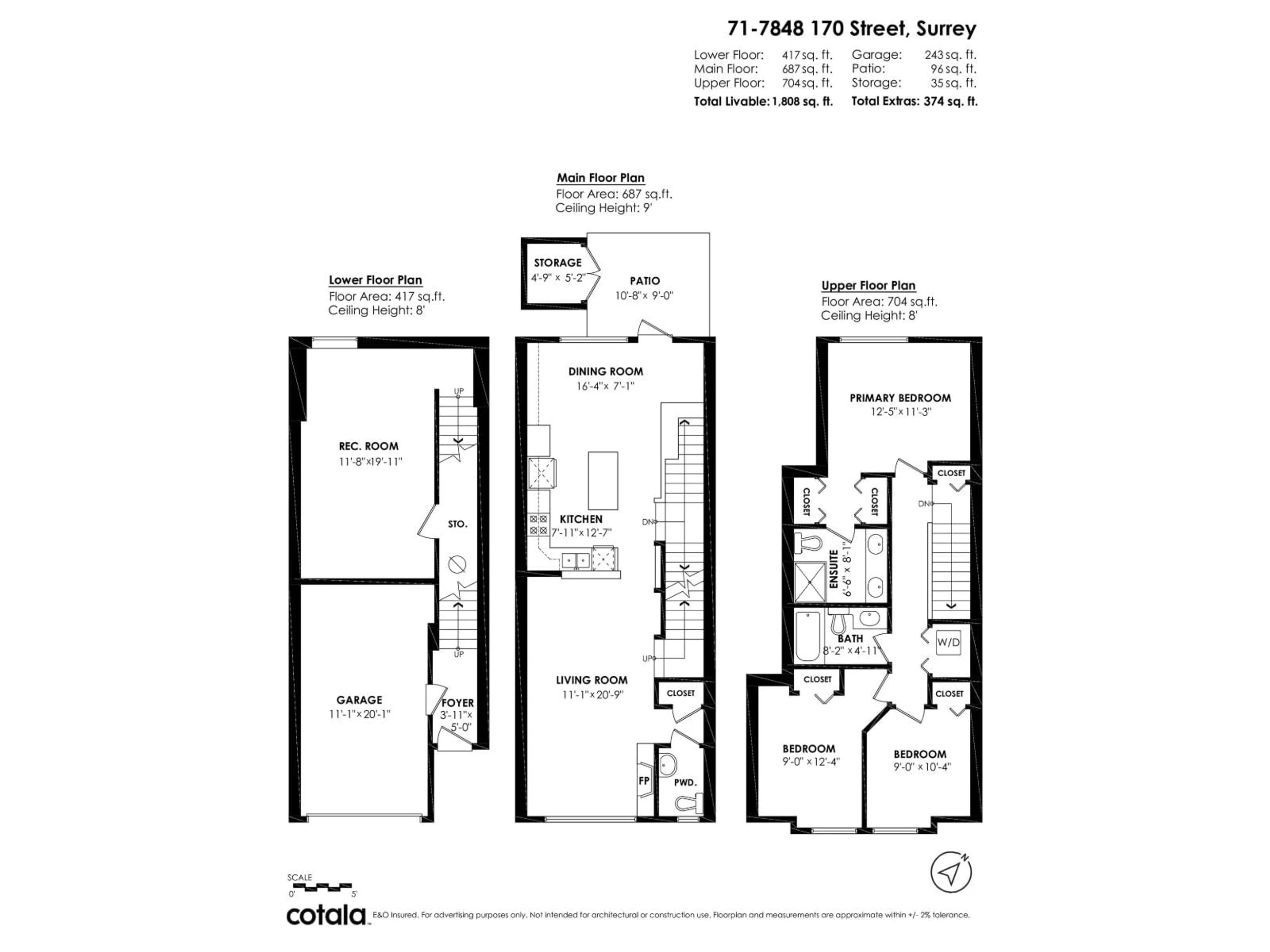 Floor plan for 71 - 7848 170, Surrey British Columbia V4N6M4
