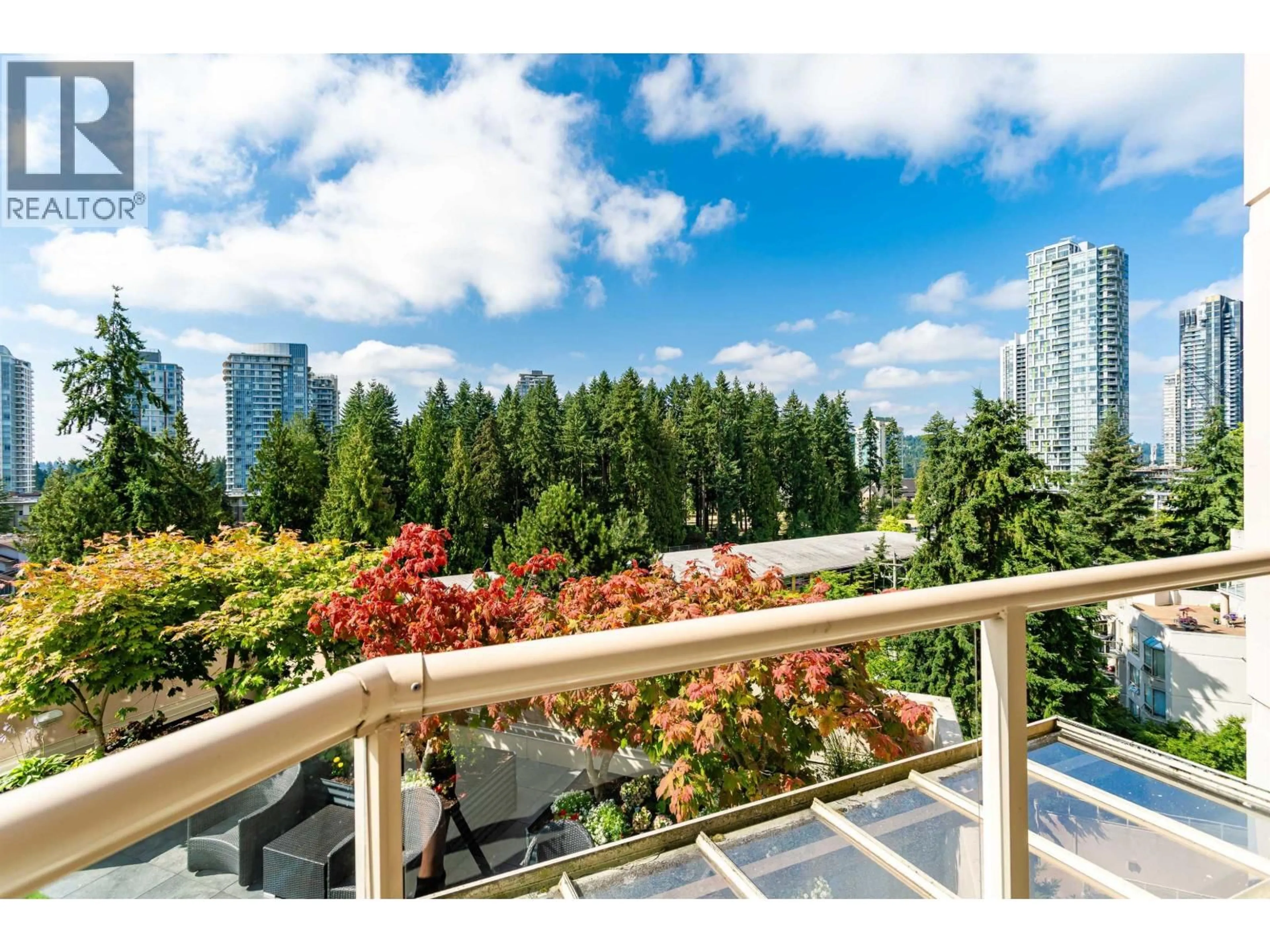Balcony in the apartment, city buildings view from balcony for 802 - 1190 PIPELINE ROAD, Coquitlam British Columbia V3B7T9