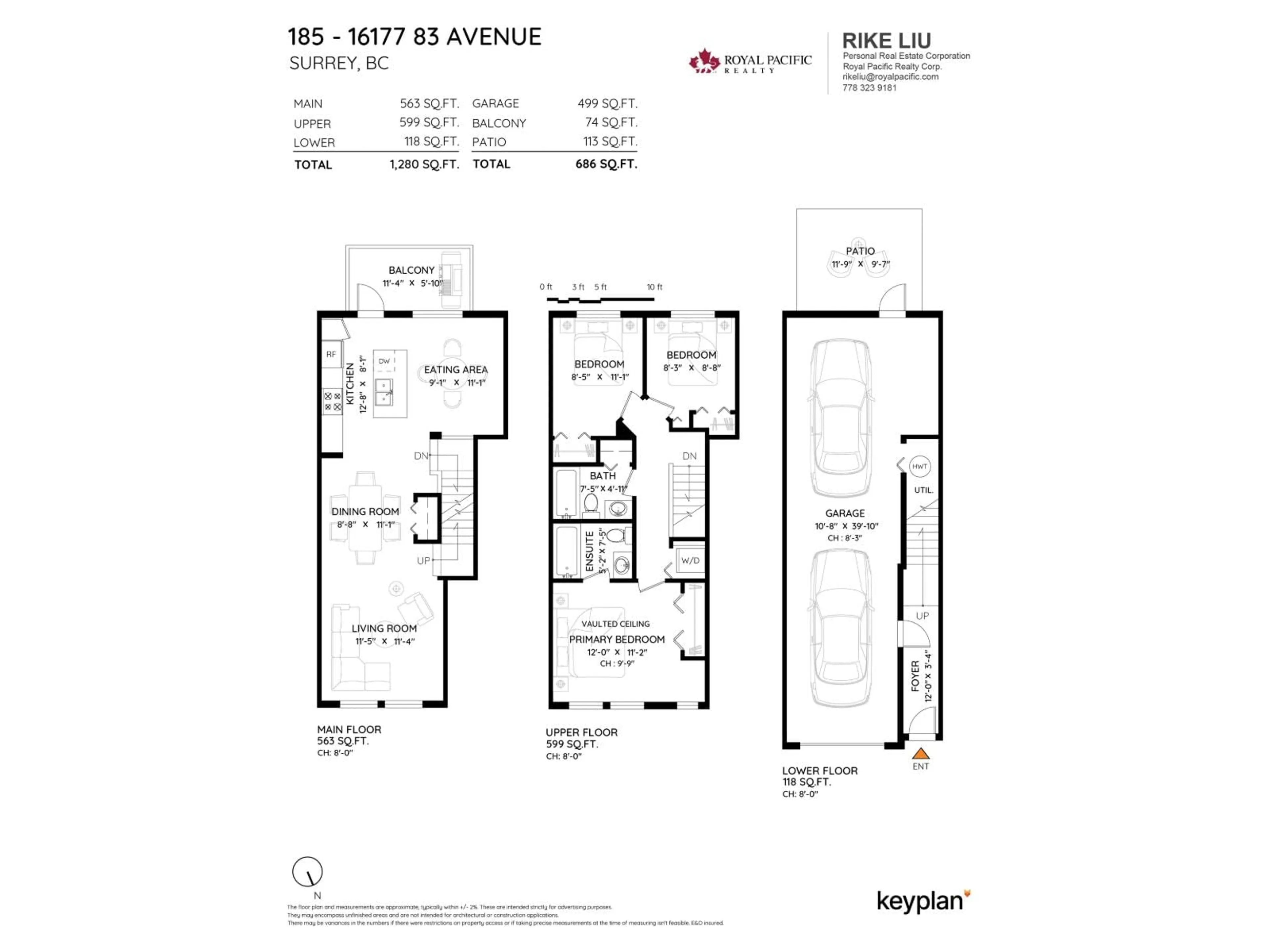 Floor plan for 185 - 16177 83, Surrey British Columbia V4N5T3