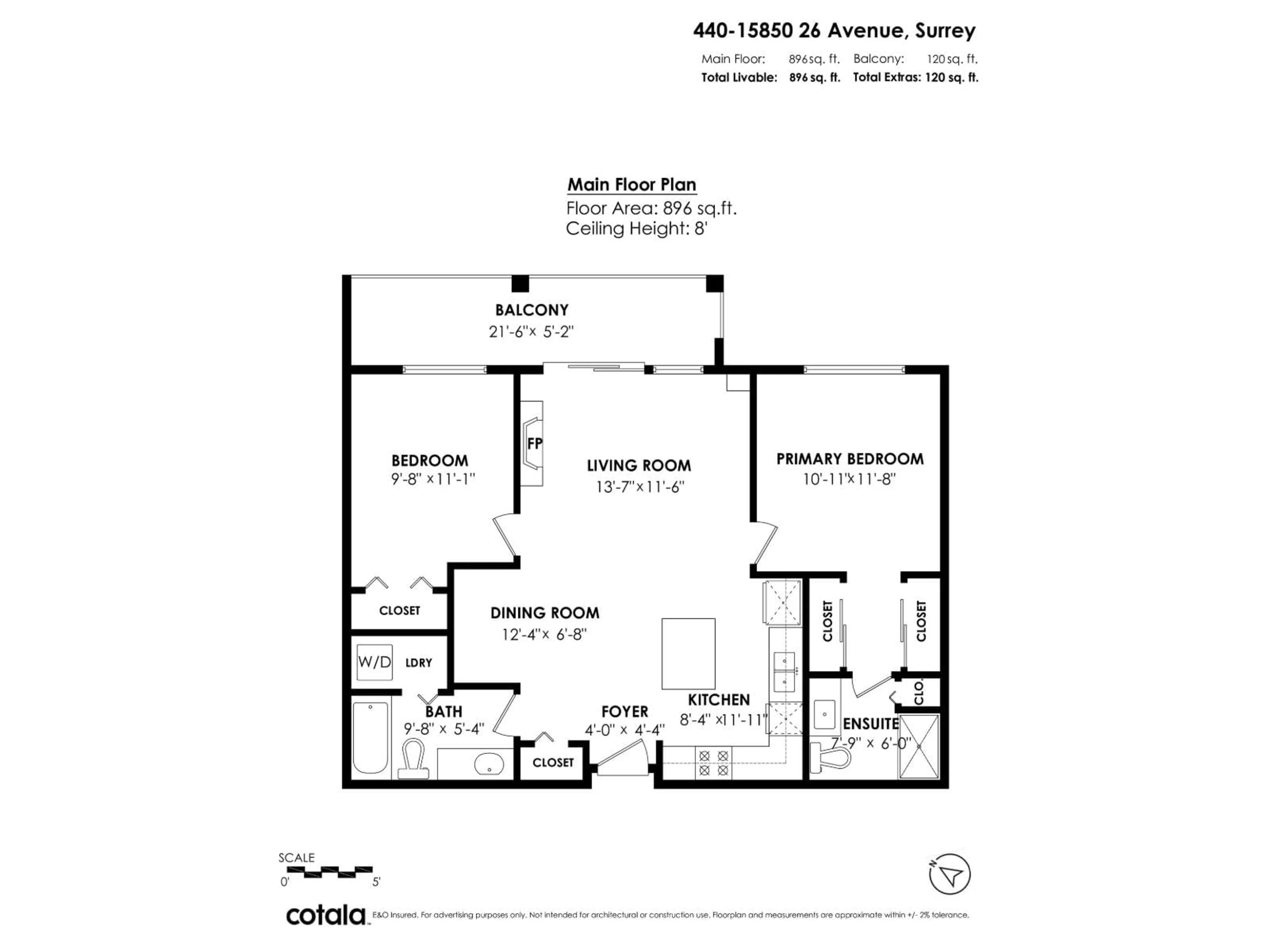 Floor plan for 440 - 15850 26, Surrey British Columbia V3S2N6