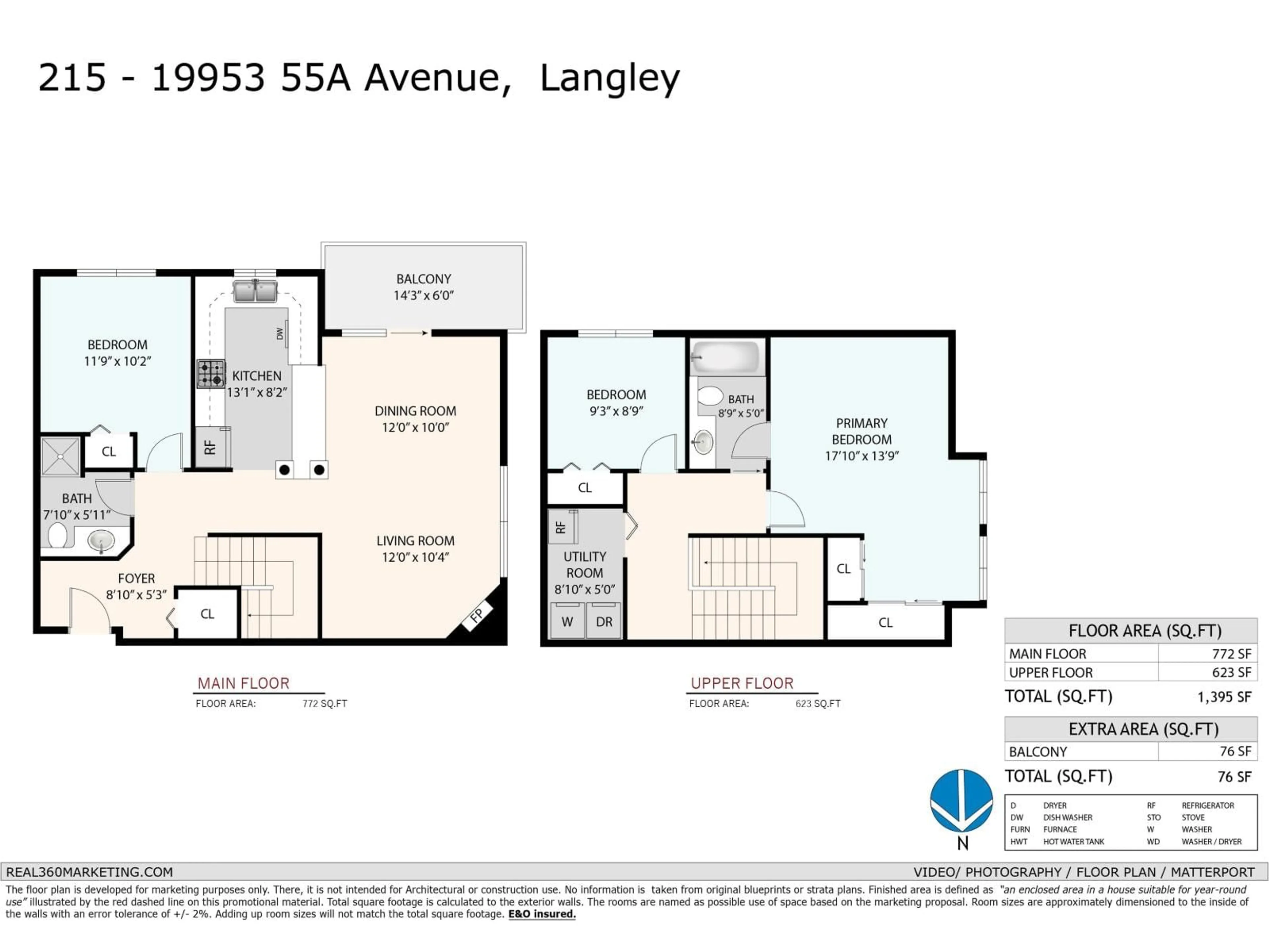 Floor plan for 215 - 19953 55A, Langley British Columbia V3A3X4