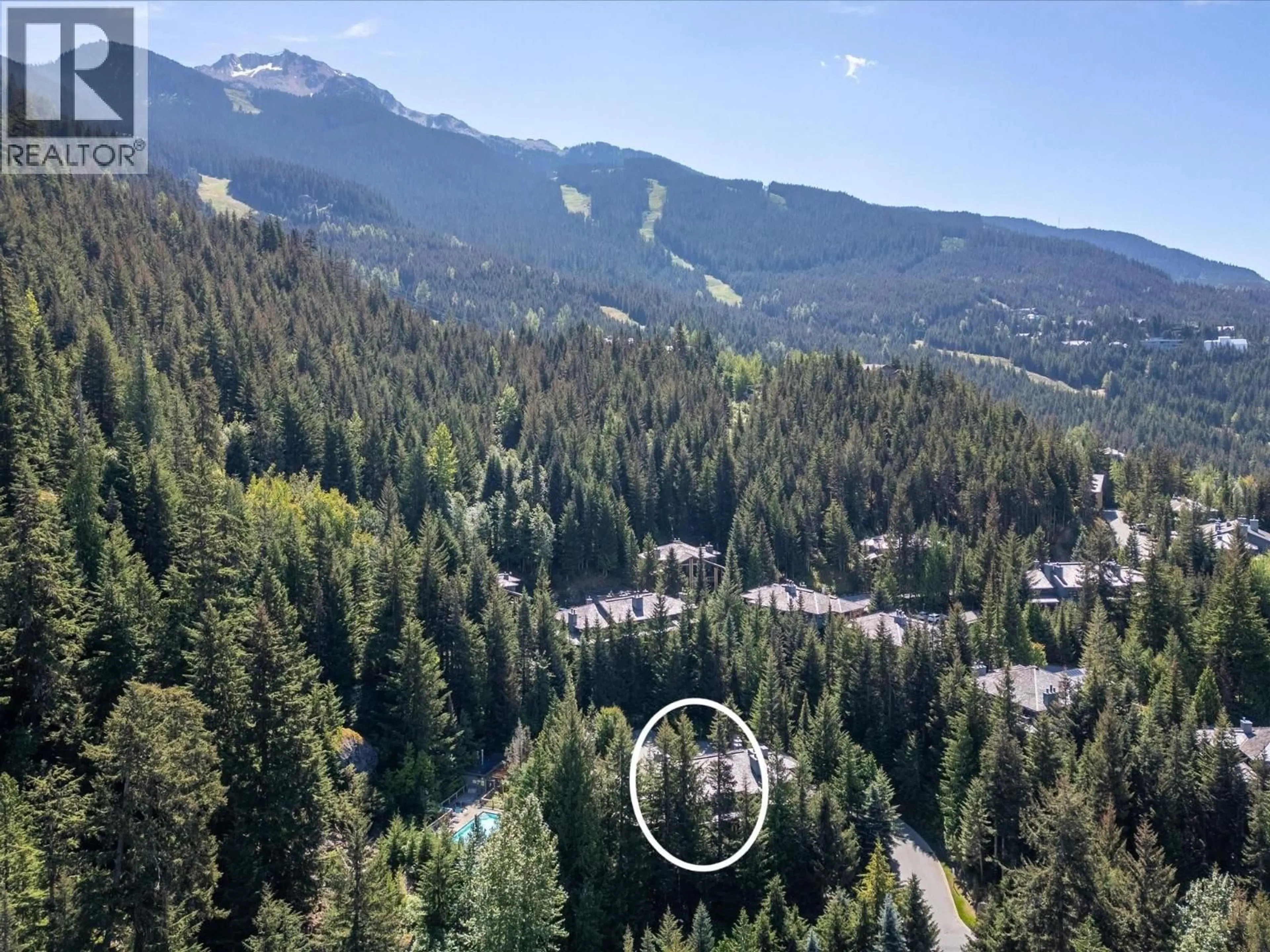 A pic from outside/outdoor area/front of a property/back of a property/a pic from drone, forest/trees view for 4 - 2240 NORDIC DRIVE, Whistler British Columbia V8E0P3