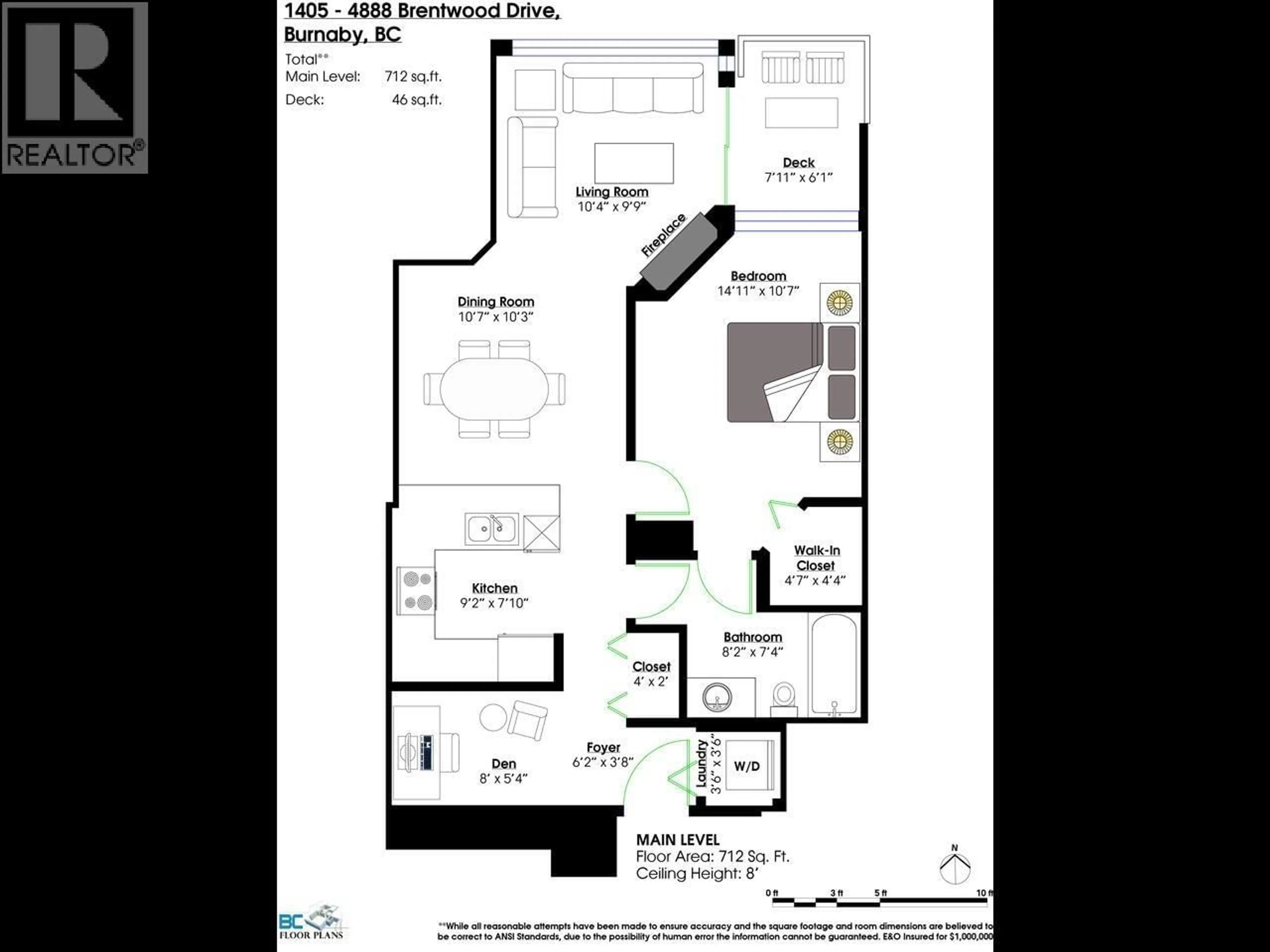 Floor plan for 1405 - 4888 BRENTWOOD DRIVE, Burnaby British Columbia V5C0C6