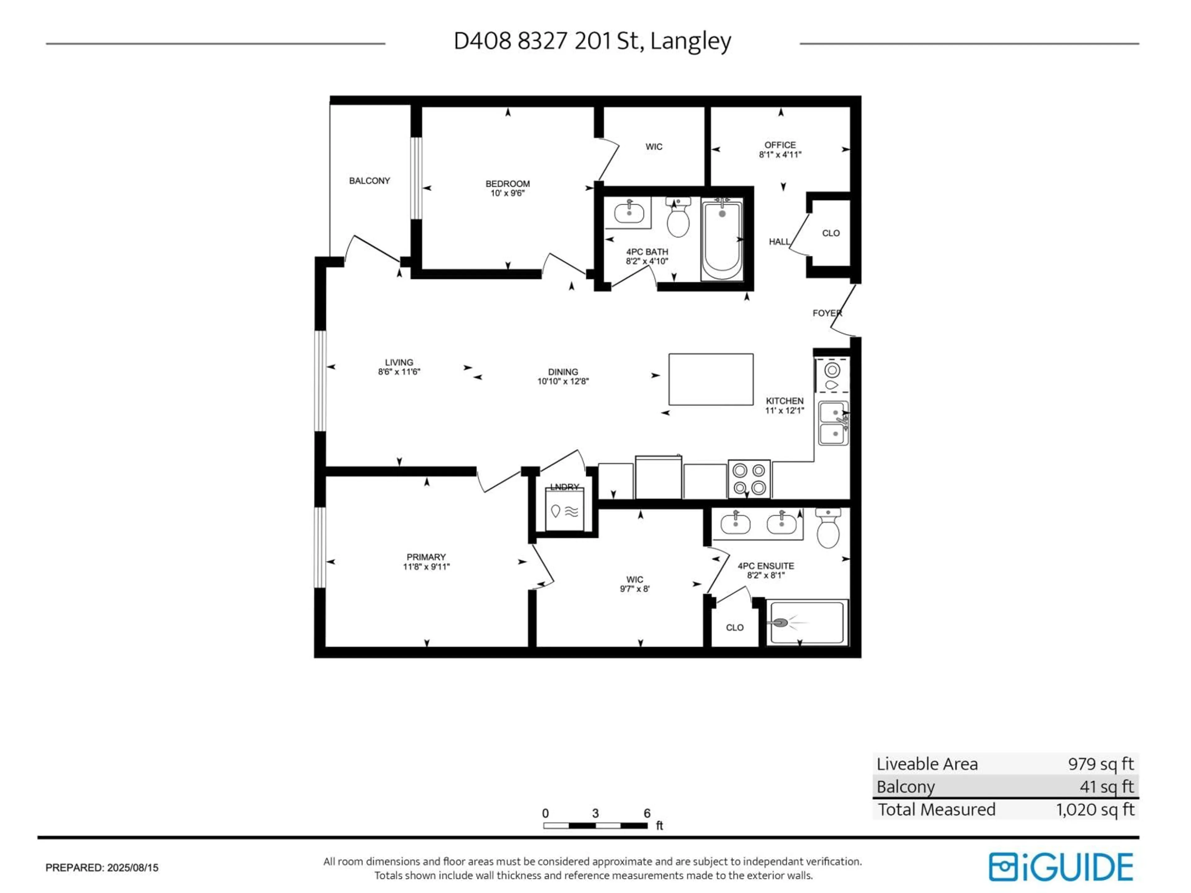 Floor plan for D408 - 8327 201, Langley British Columbia V2Y3P5