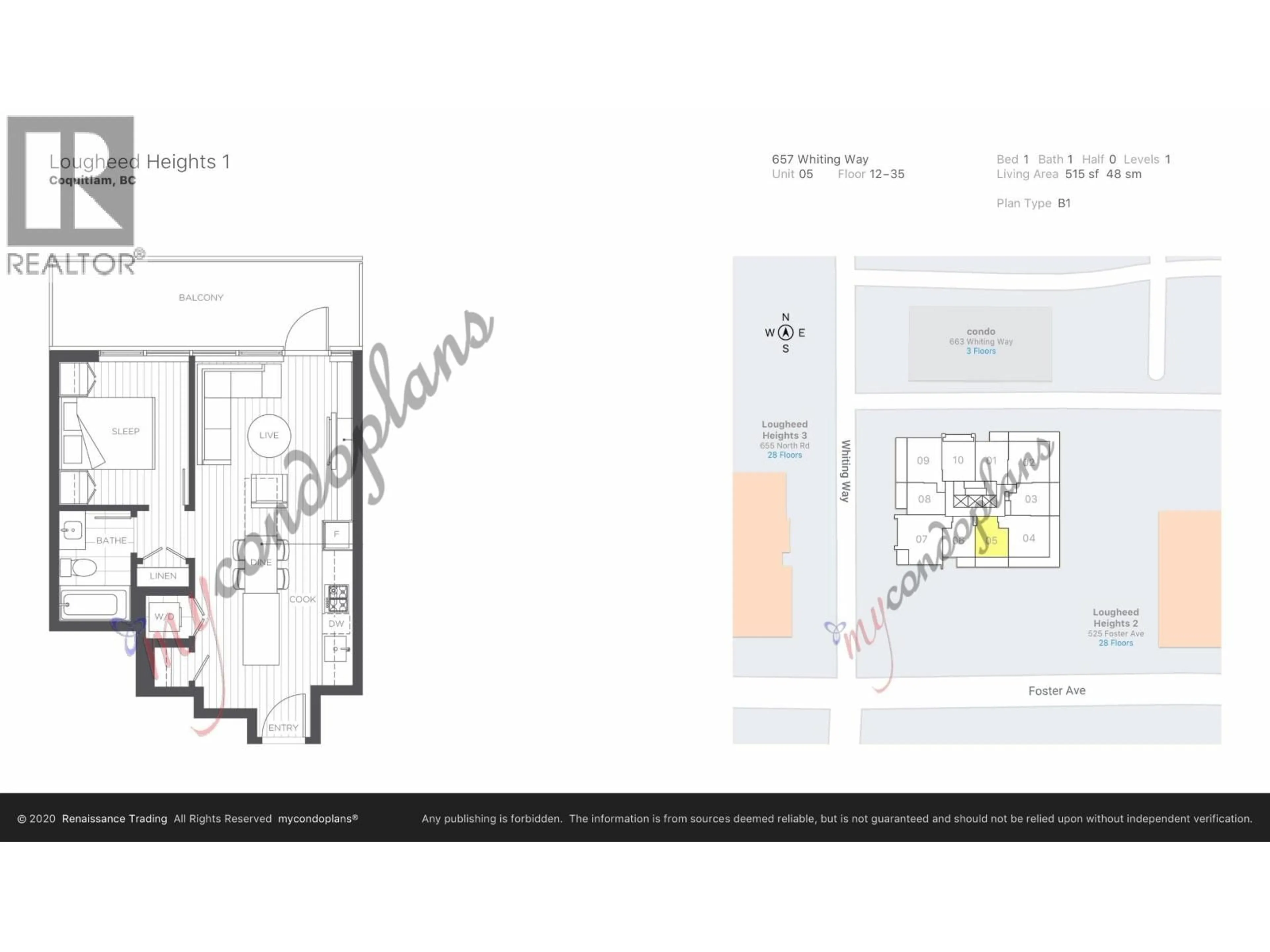 Floor plan for 1405 - 657 WHITING WAY, Coquitlam British Columbia V3J0J6