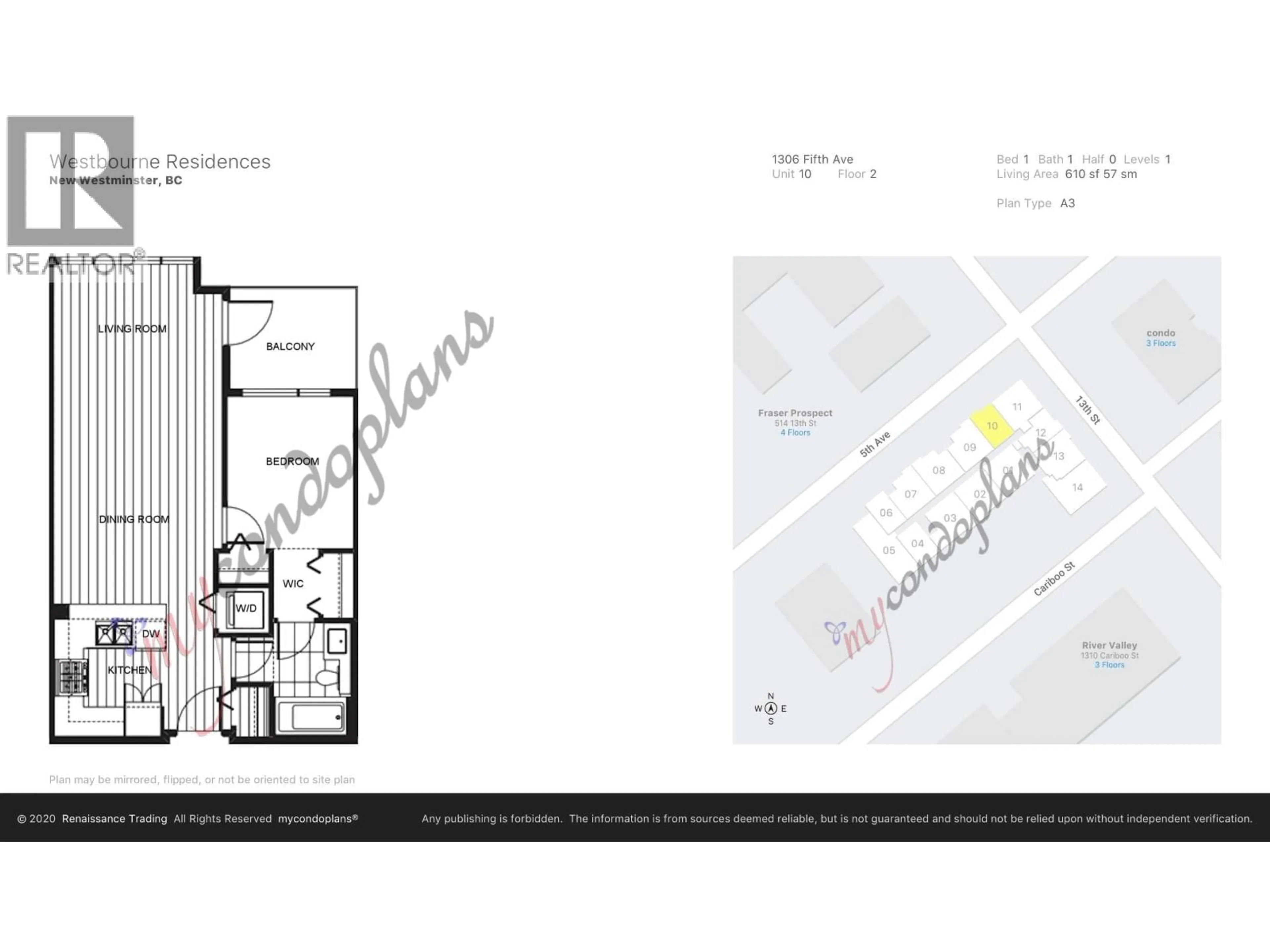 Floor plan for 210 - 1306 FIFTH AVENUE, New Westminster British Columbia V3M0K5