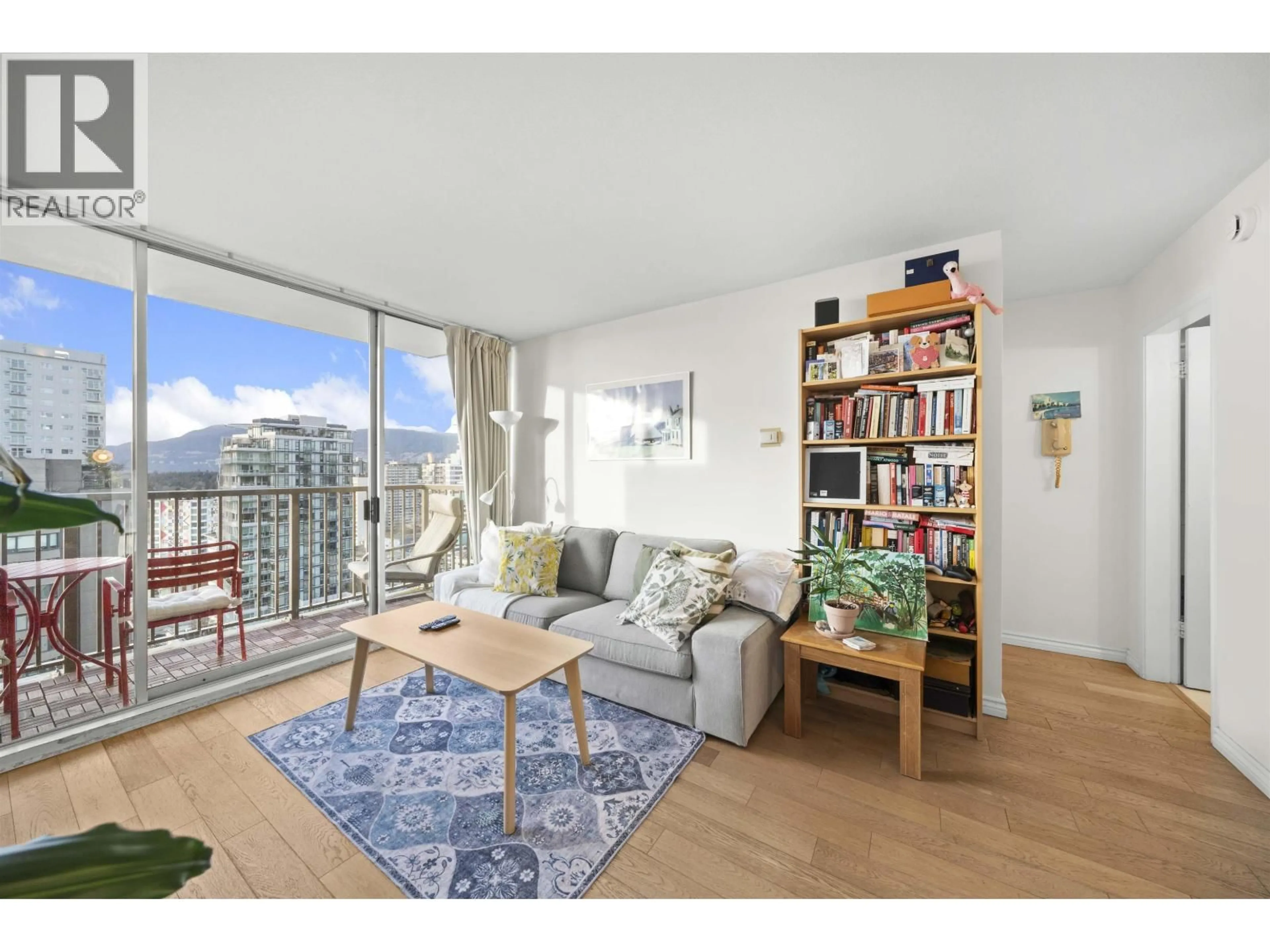 Living room with furniture, wood/laminate floor for 1803 - 1251 CARDERO STREET, Vancouver British Columbia V6G2H9
