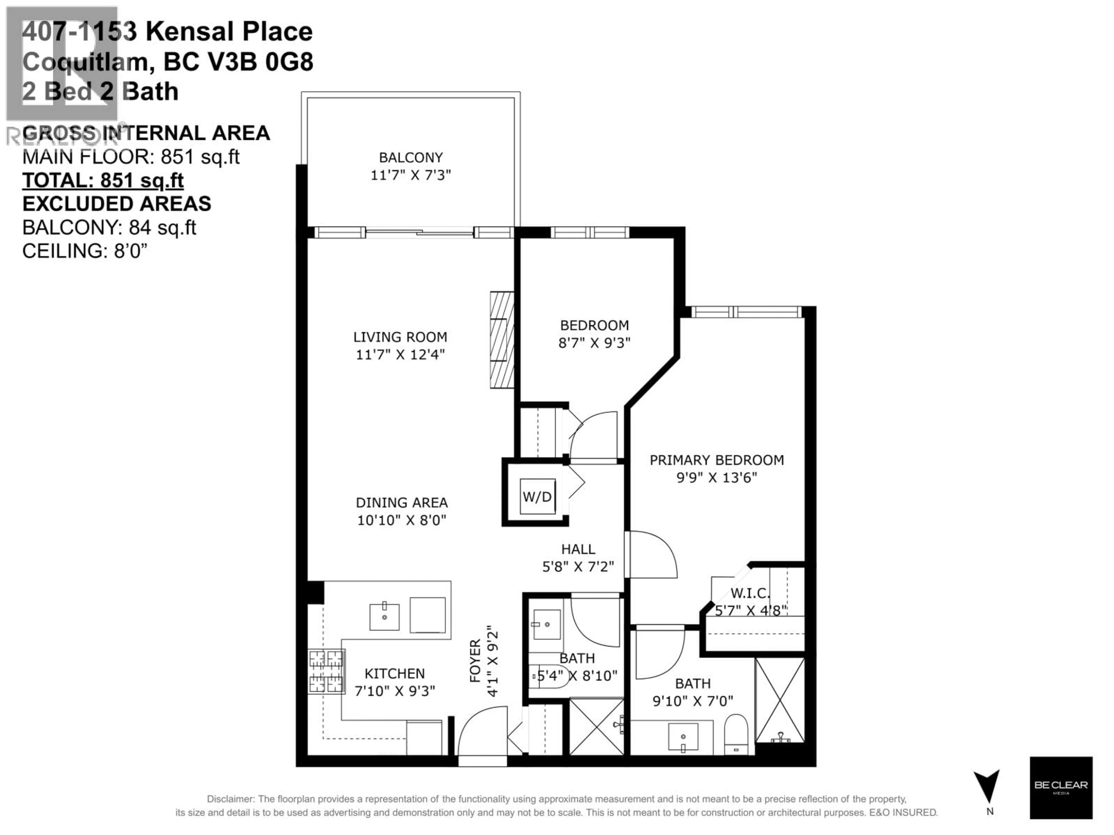 Floor plan for 407 - 1153 KENSAL PLACE, Coquitlam British Columbia V3B0G8