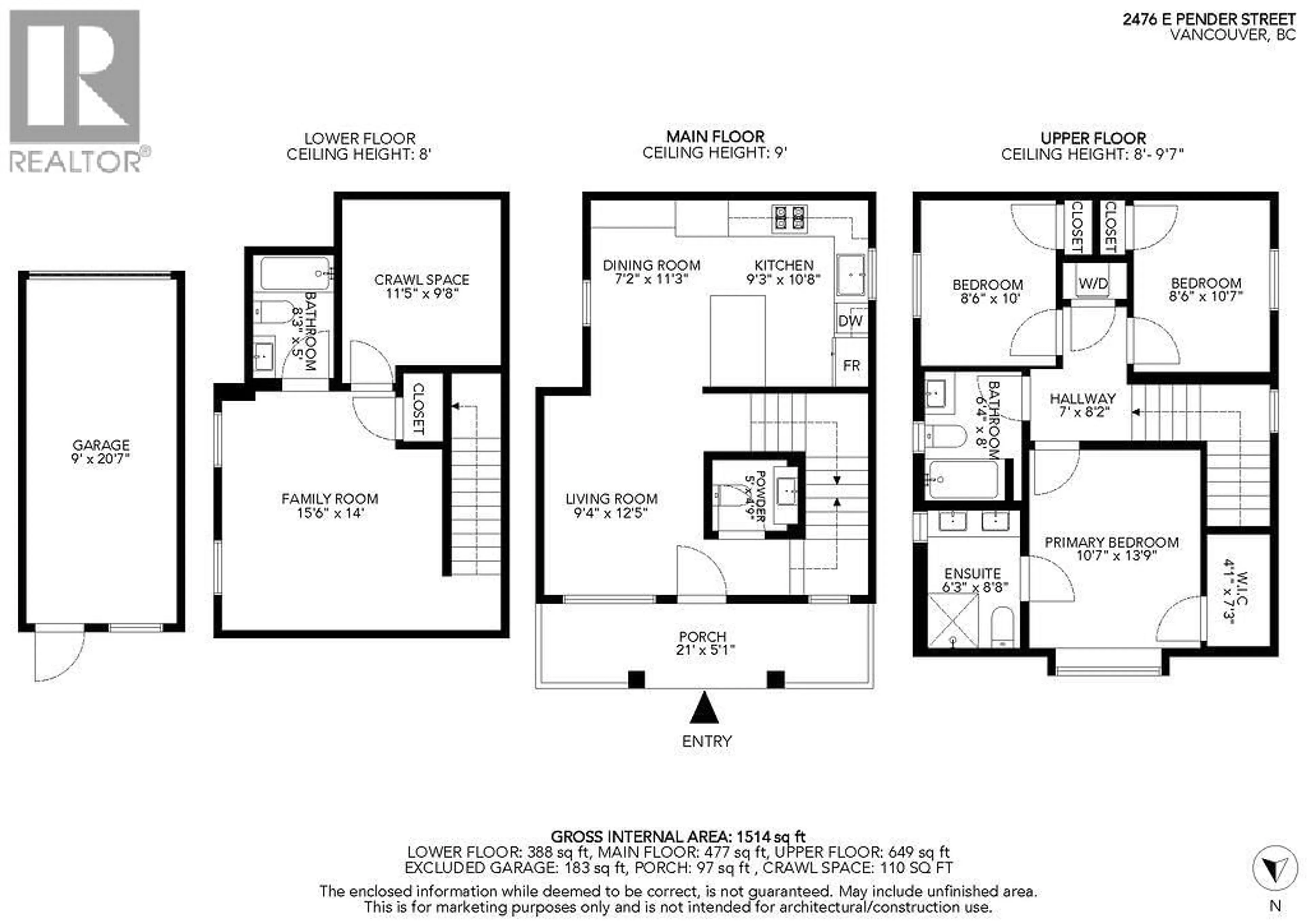 Floor plan for 2476 PENDER STREET, Vancouver British Columbia V5K2B3