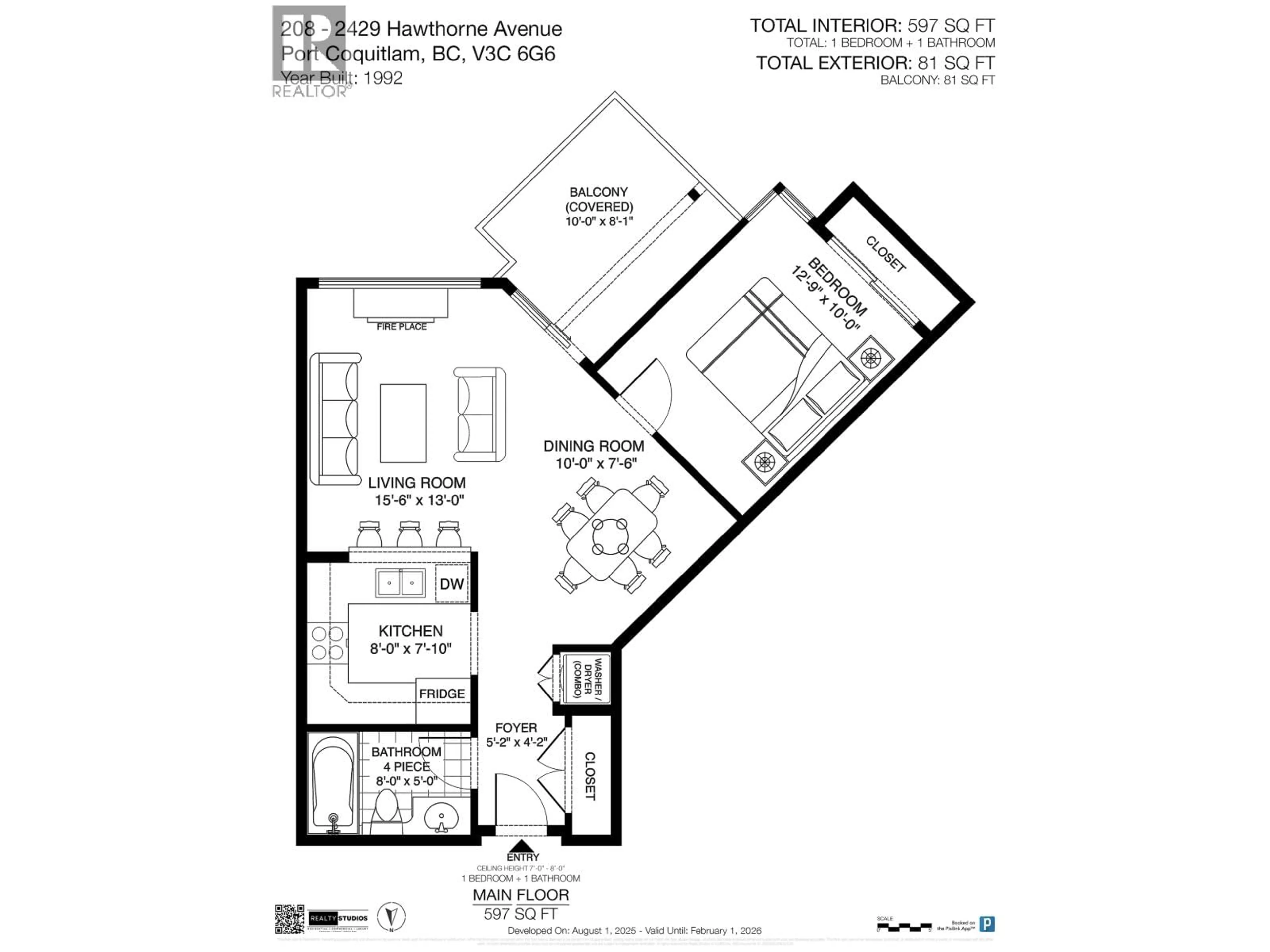 Floor plan for 208 - 2429 HAWTHORNE AVENUE, Port Coquitlam British Columbia V3C6G6